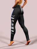 Moon Phases Black Leggings-High waisted leggings-bootysculpted