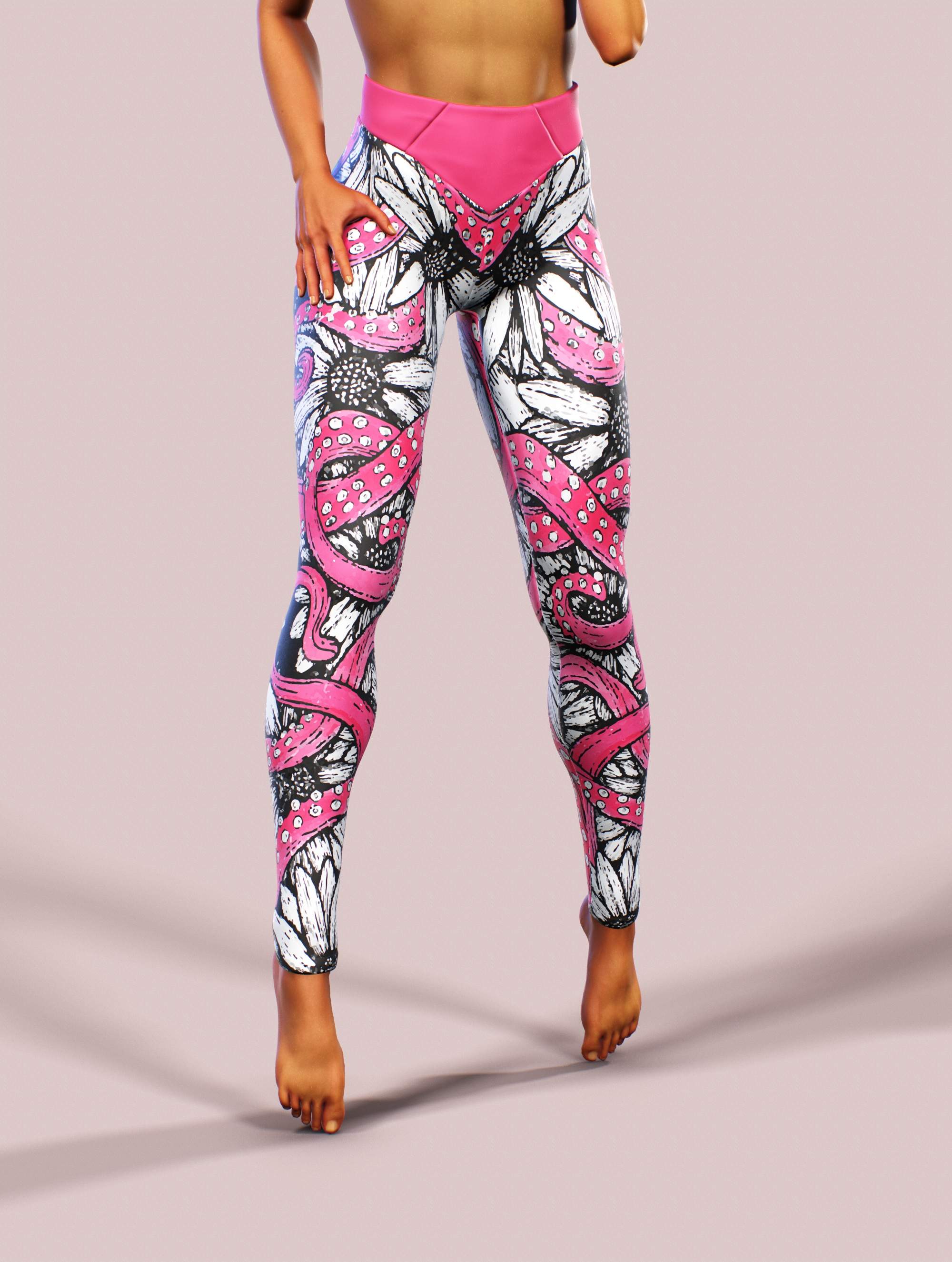 Octopus Fairytale Yoga Pants-High waisted leggings-bootysculpted