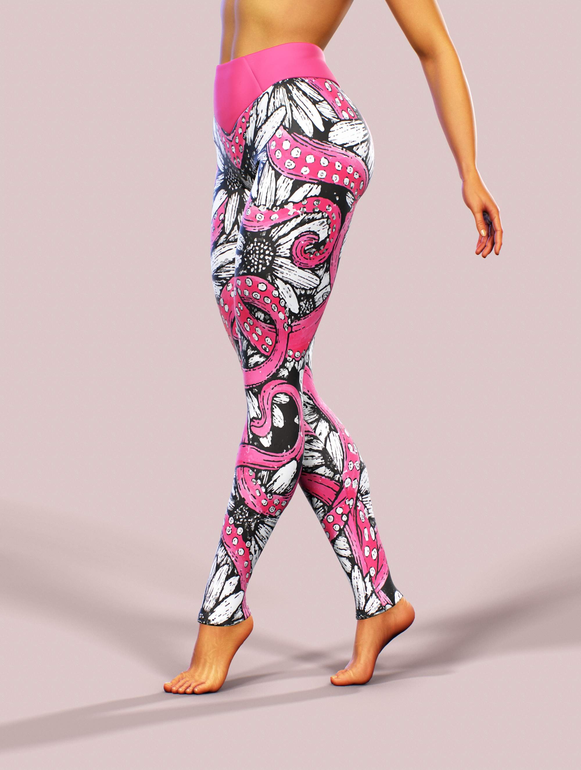 Octopus Fairytale Yoga Pants-High waisted leggings-bootysculpted