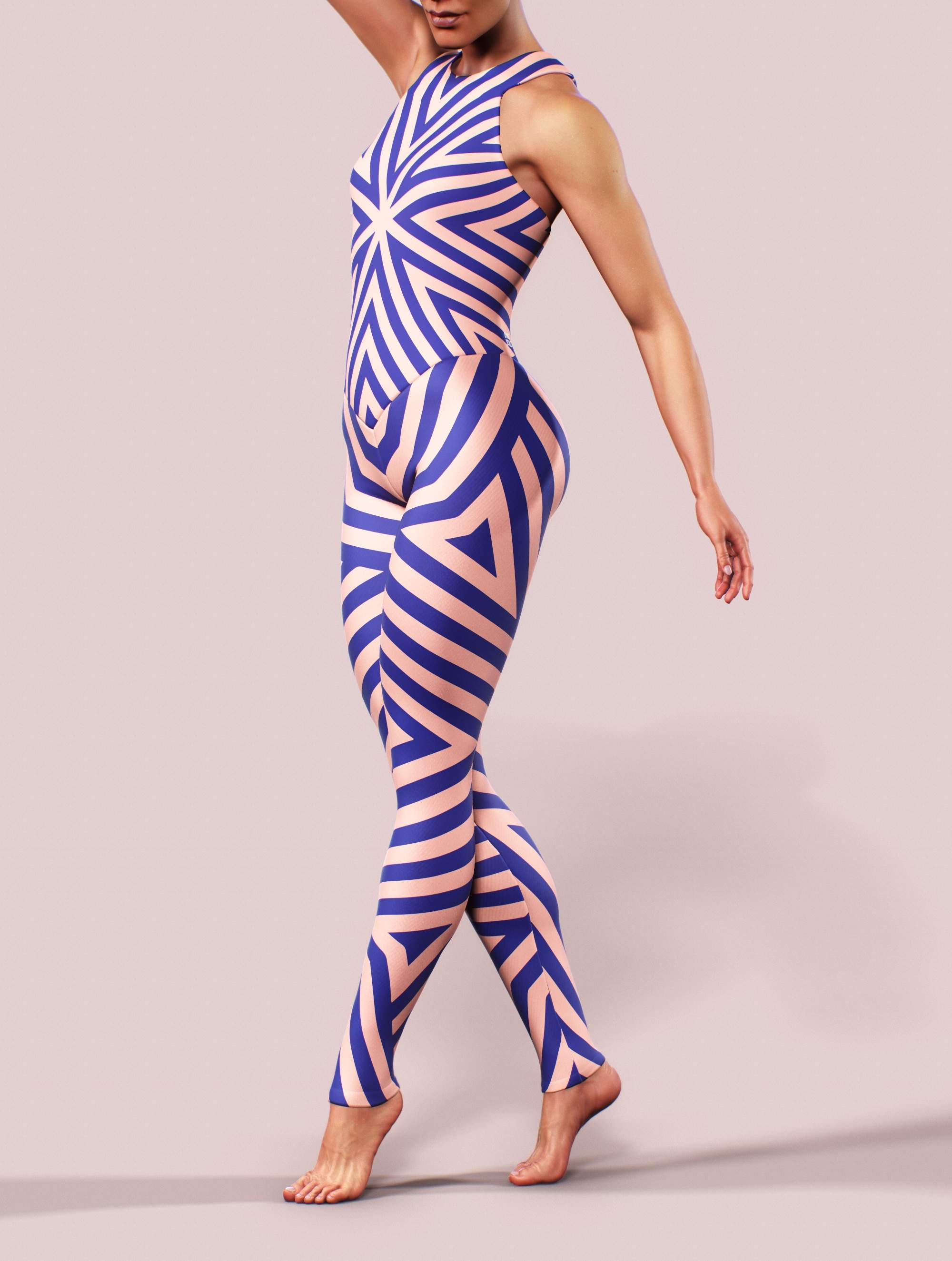 Pink Blue Geometry Catsuit-unitard-bootysculpted