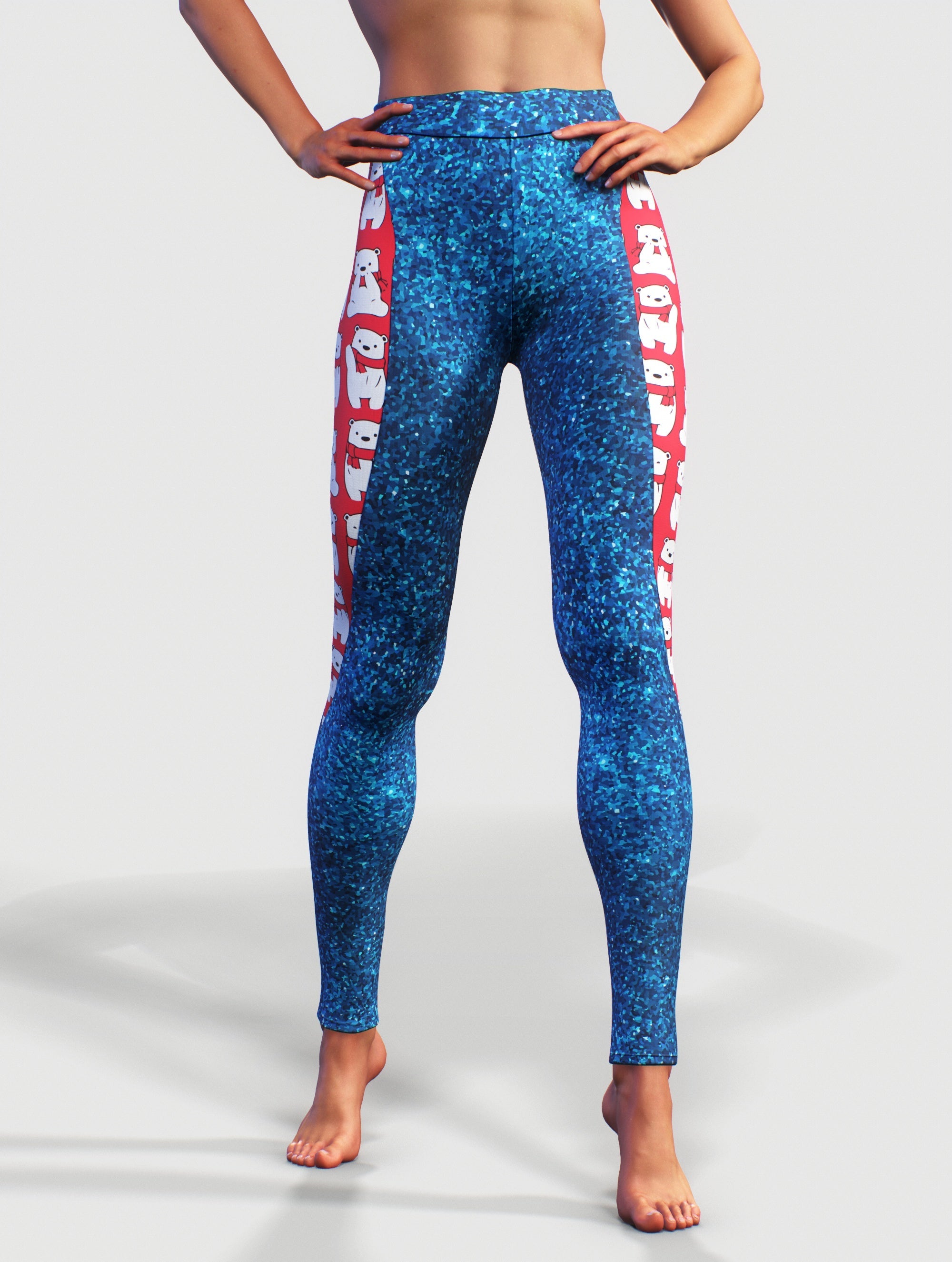 Polar Bear Sparkling Tights-High waisted leggings-bootysculpted
