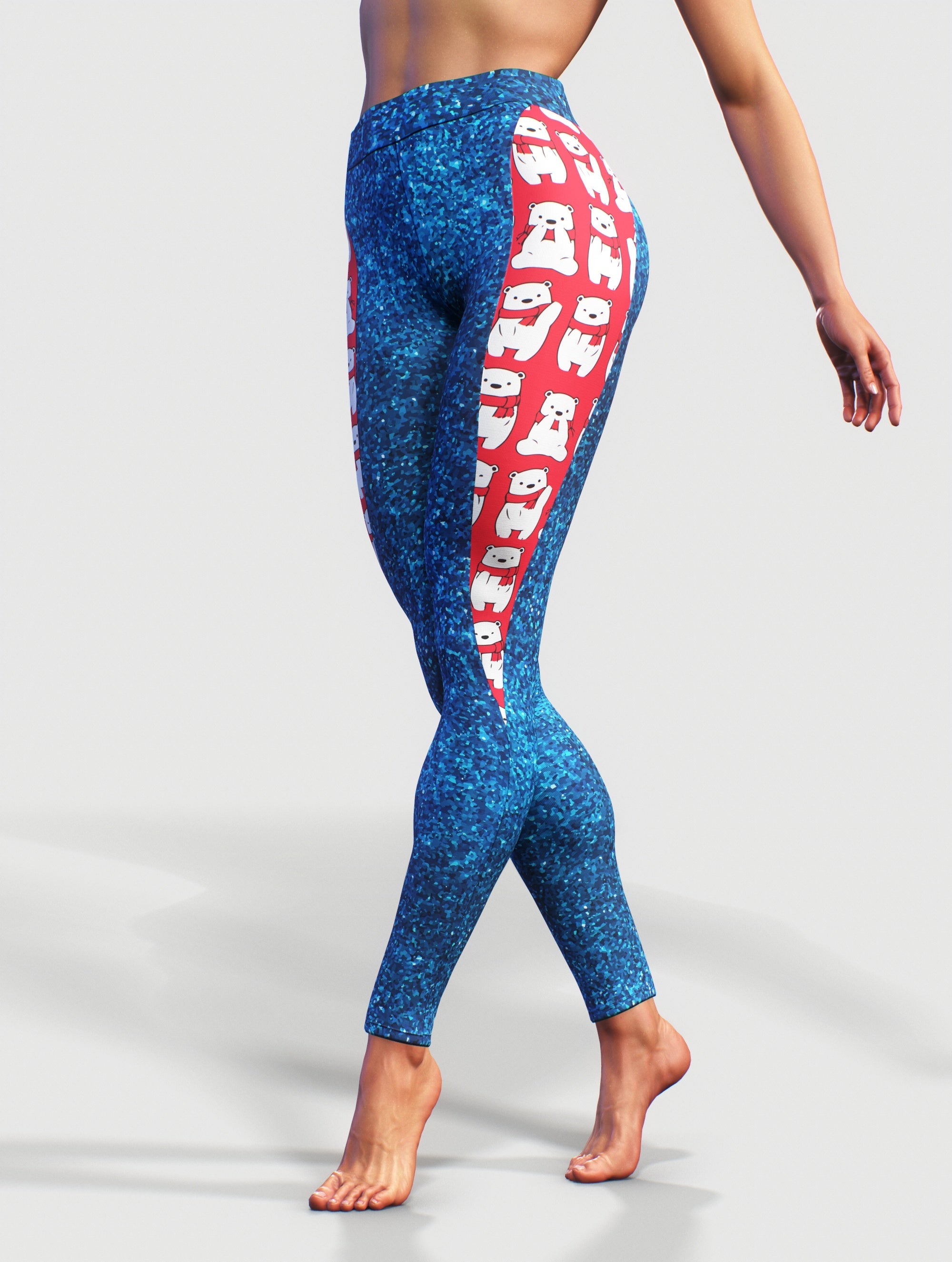 Polar Bear Sparkling Tights-High waisted leggings-bootysculpted