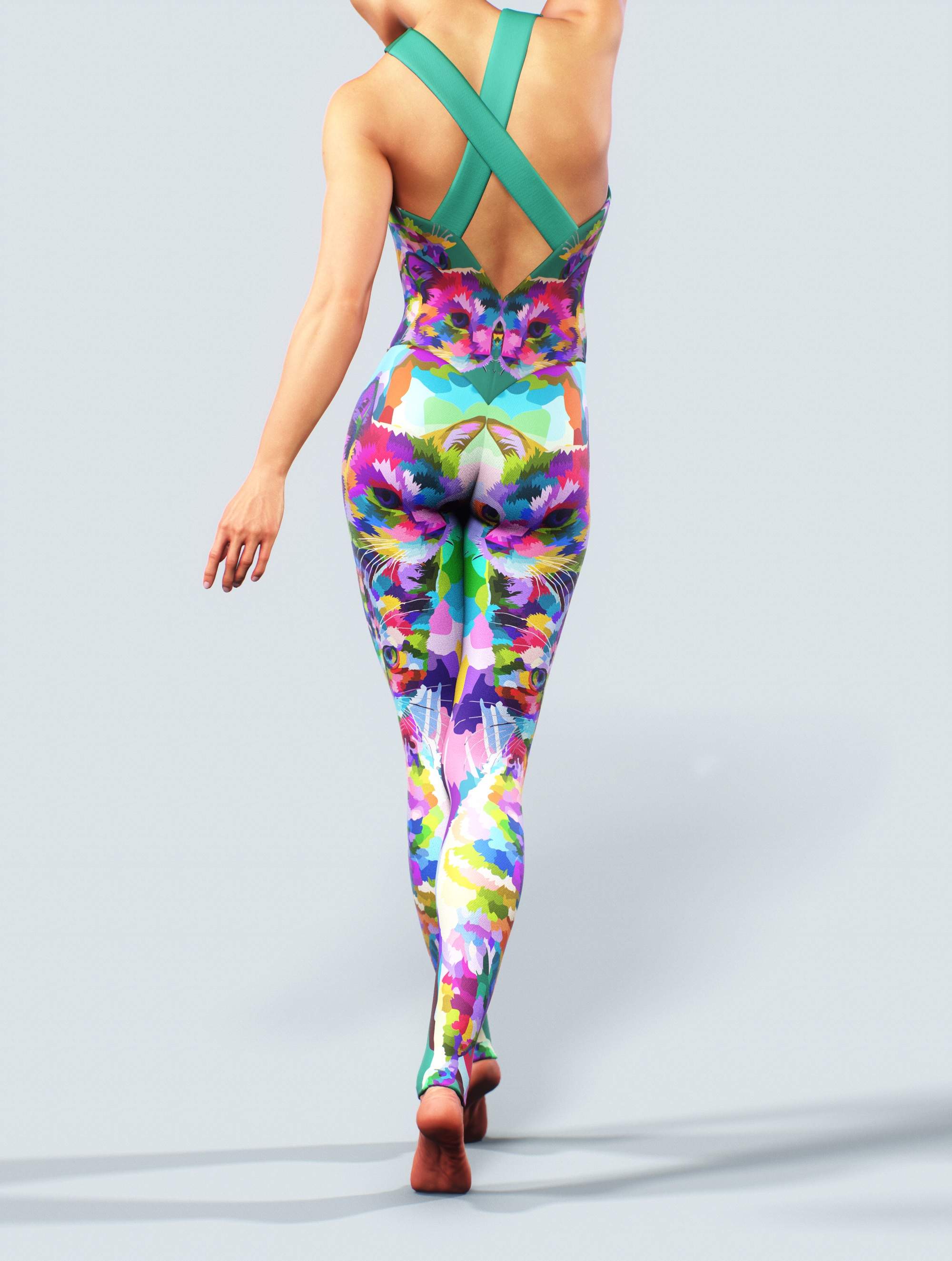 Psychedelic Cats Unitard-unitard-bootysculpted
