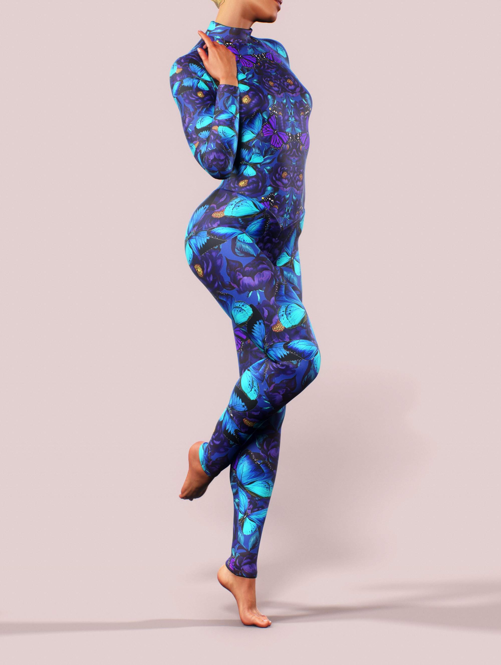 Purple Butterfly LS Catsuit-unitard-bootysculpted