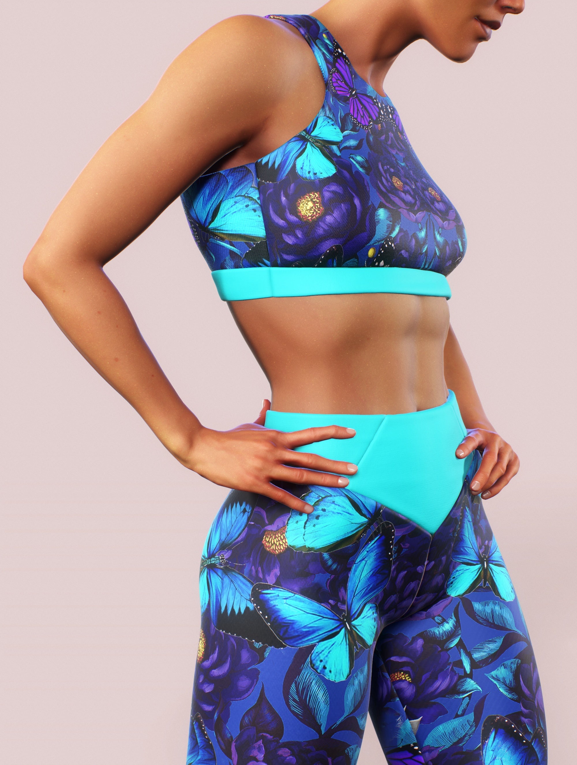 Purple Butterfly Sports Bra-Sports bra-bootysculpted