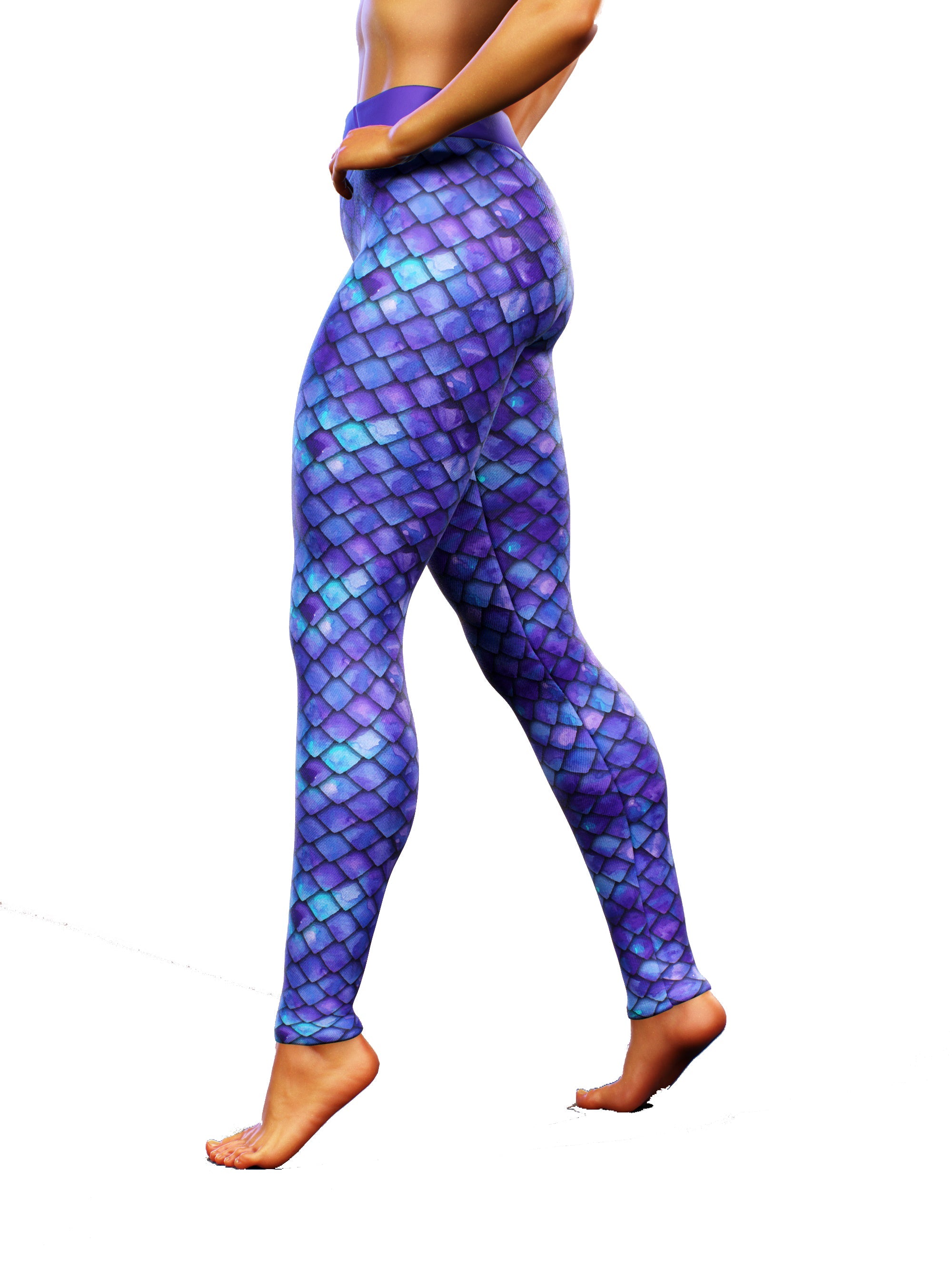 Purple Mermaid Yoga Pants-High waisted leggings-bootysculpted