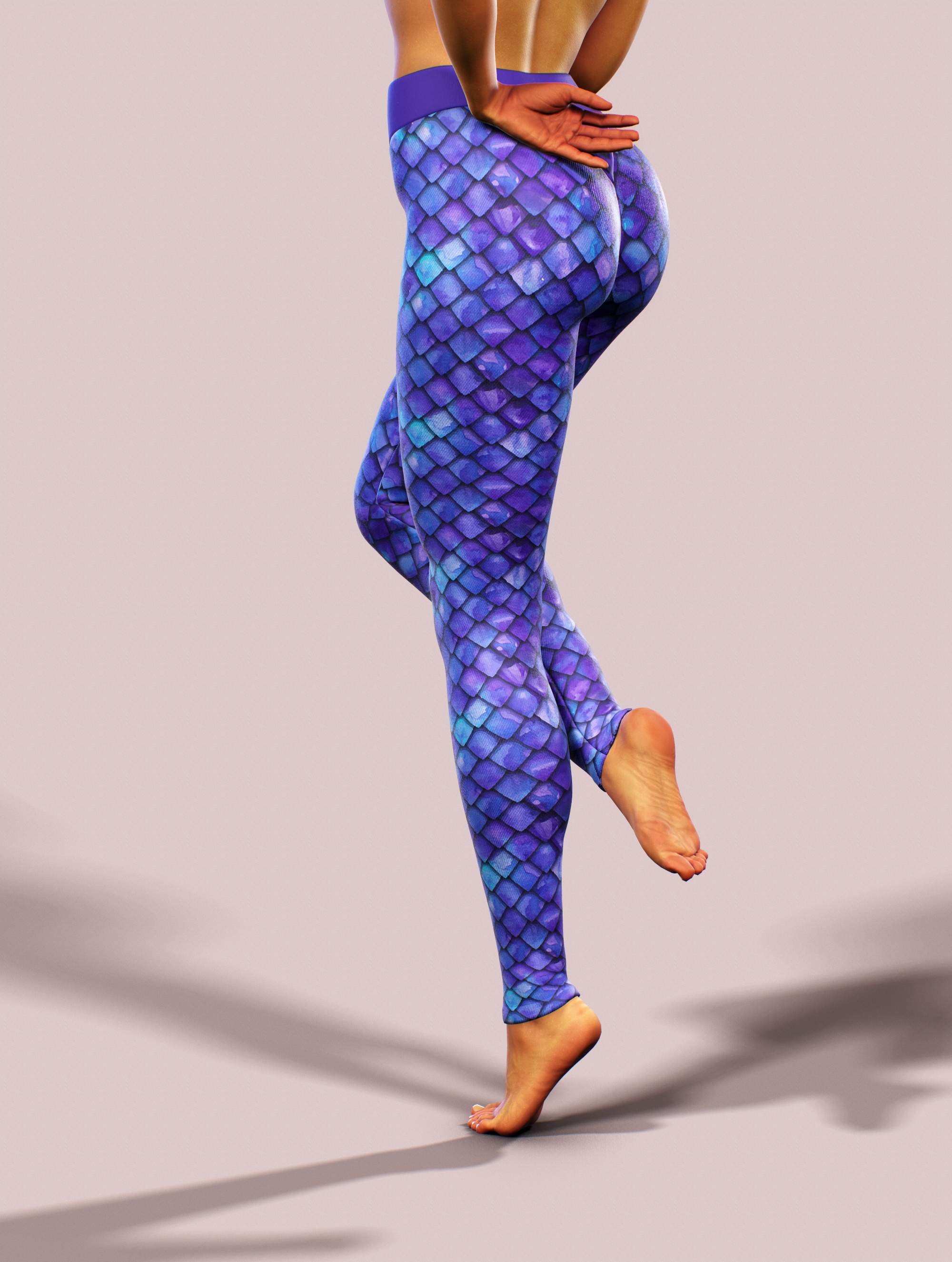 Purple Mermaid Yoga Pants-High waisted leggings-bootysculpted