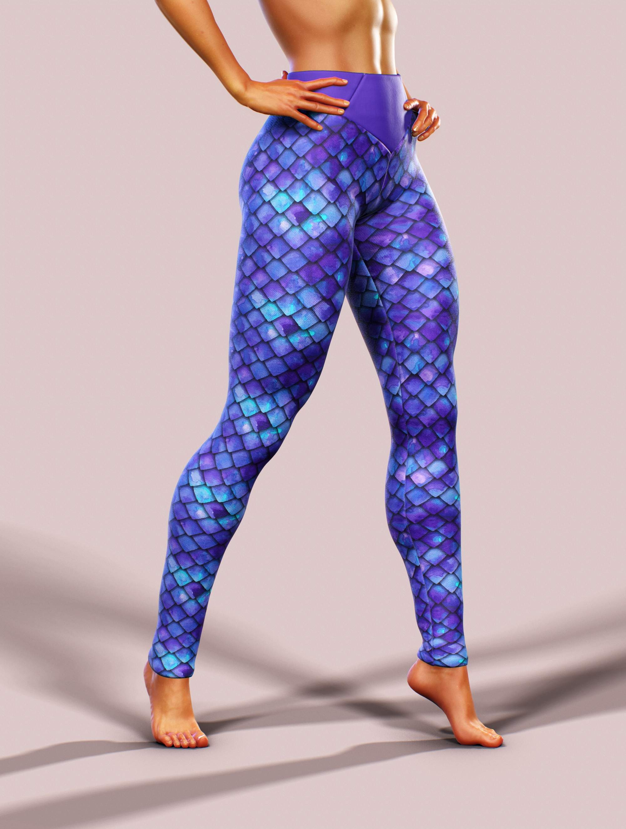 Purple Mermaid Yoga Pants-High waisted leggings-bootysculpted