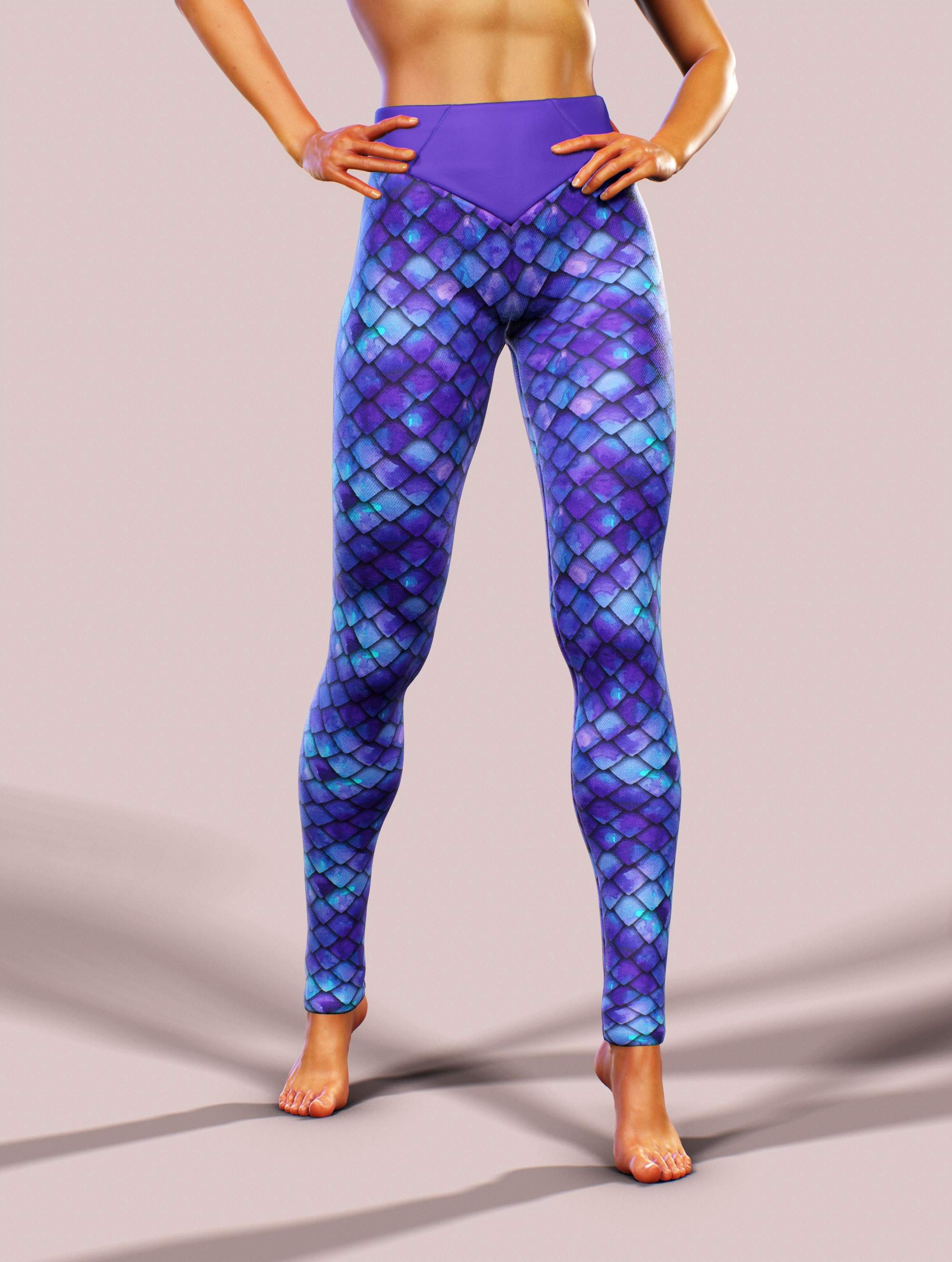 Purple Mermaid Yoga Pants-High waisted leggings-bootysculpted
