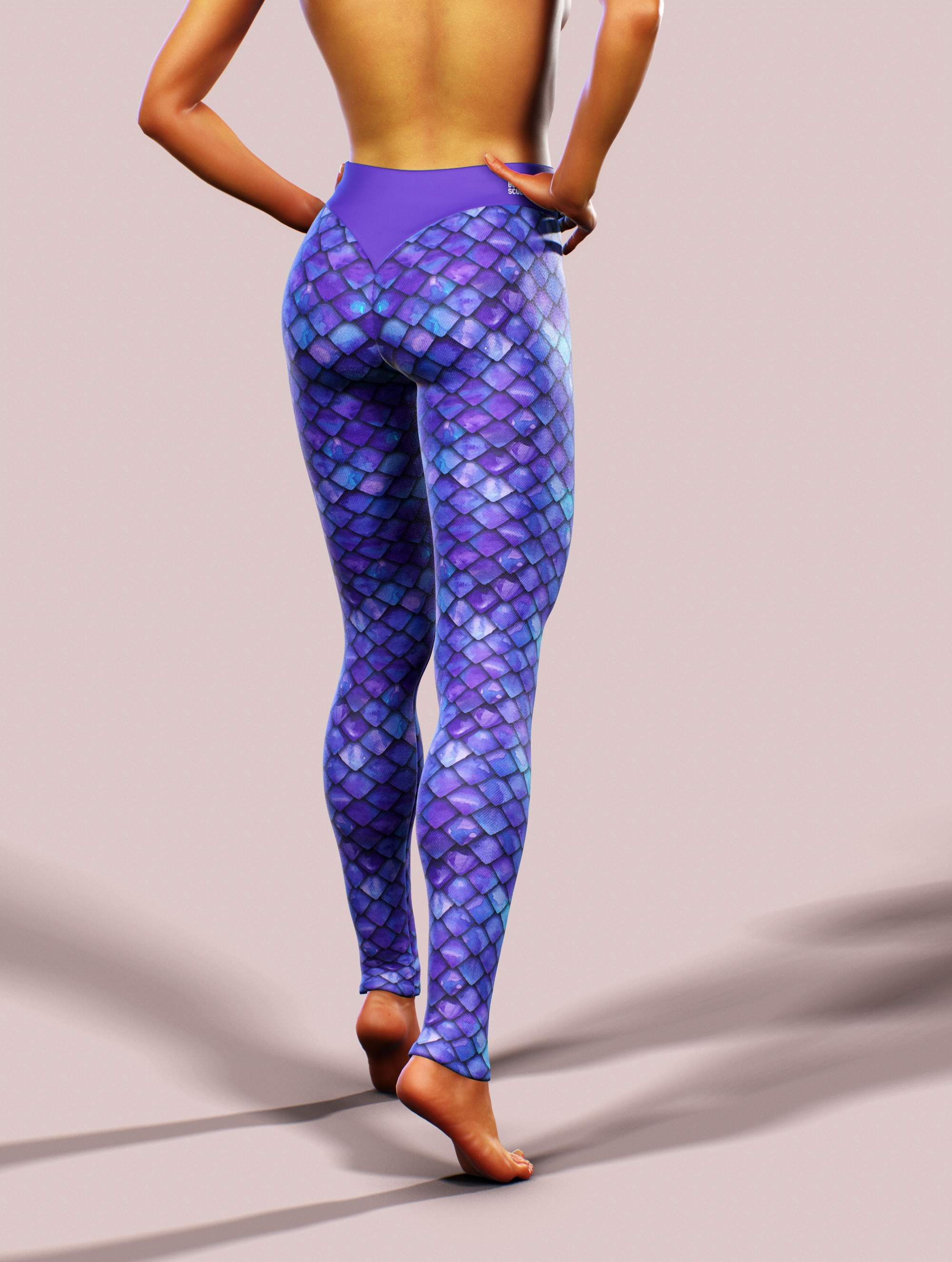 Purple Mermaid Yoga Pants-High waisted leggings-bootysculpted