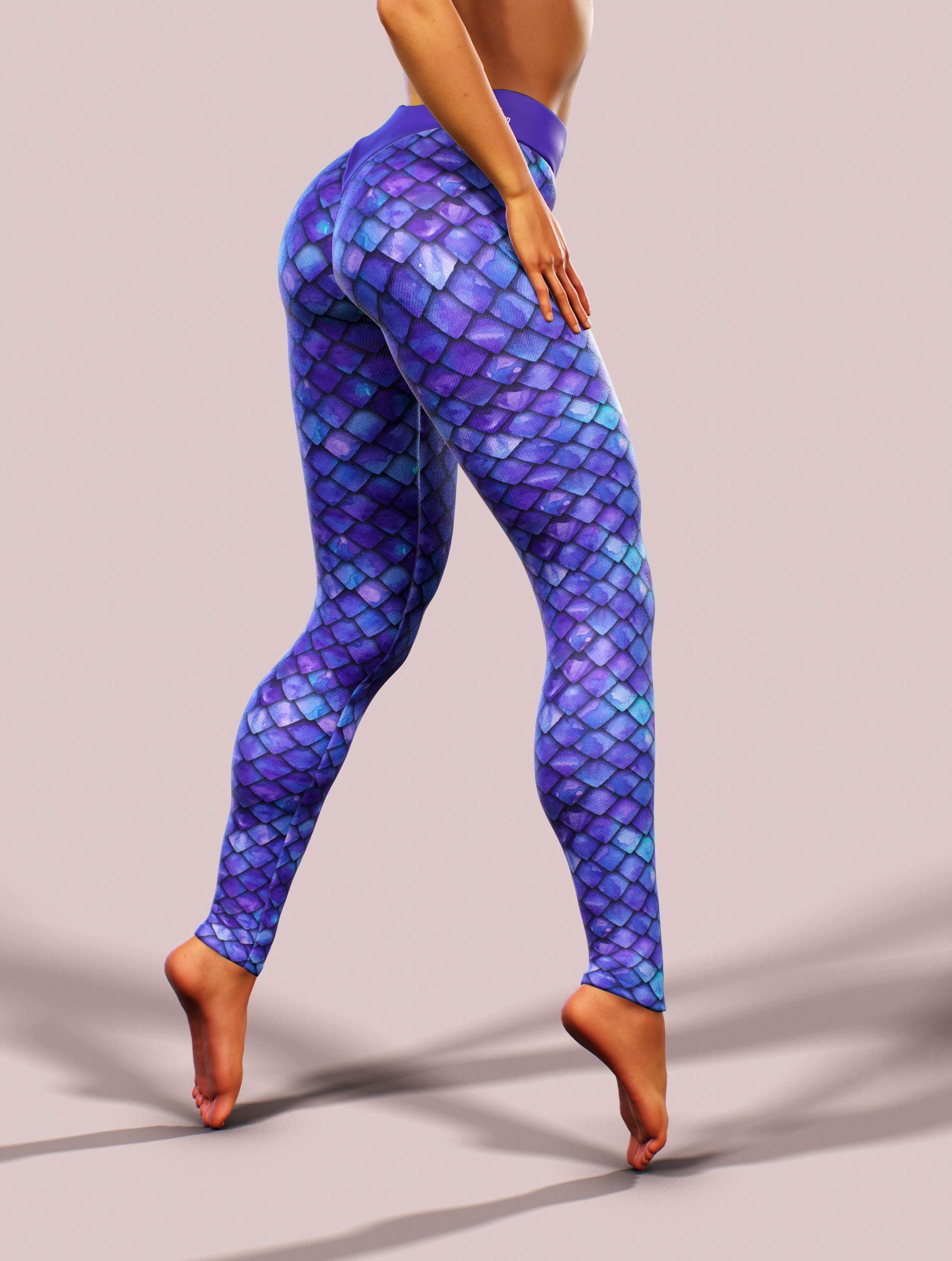 Purple Mermaid Yoga Pants-High waisted leggings-bootysculpted
