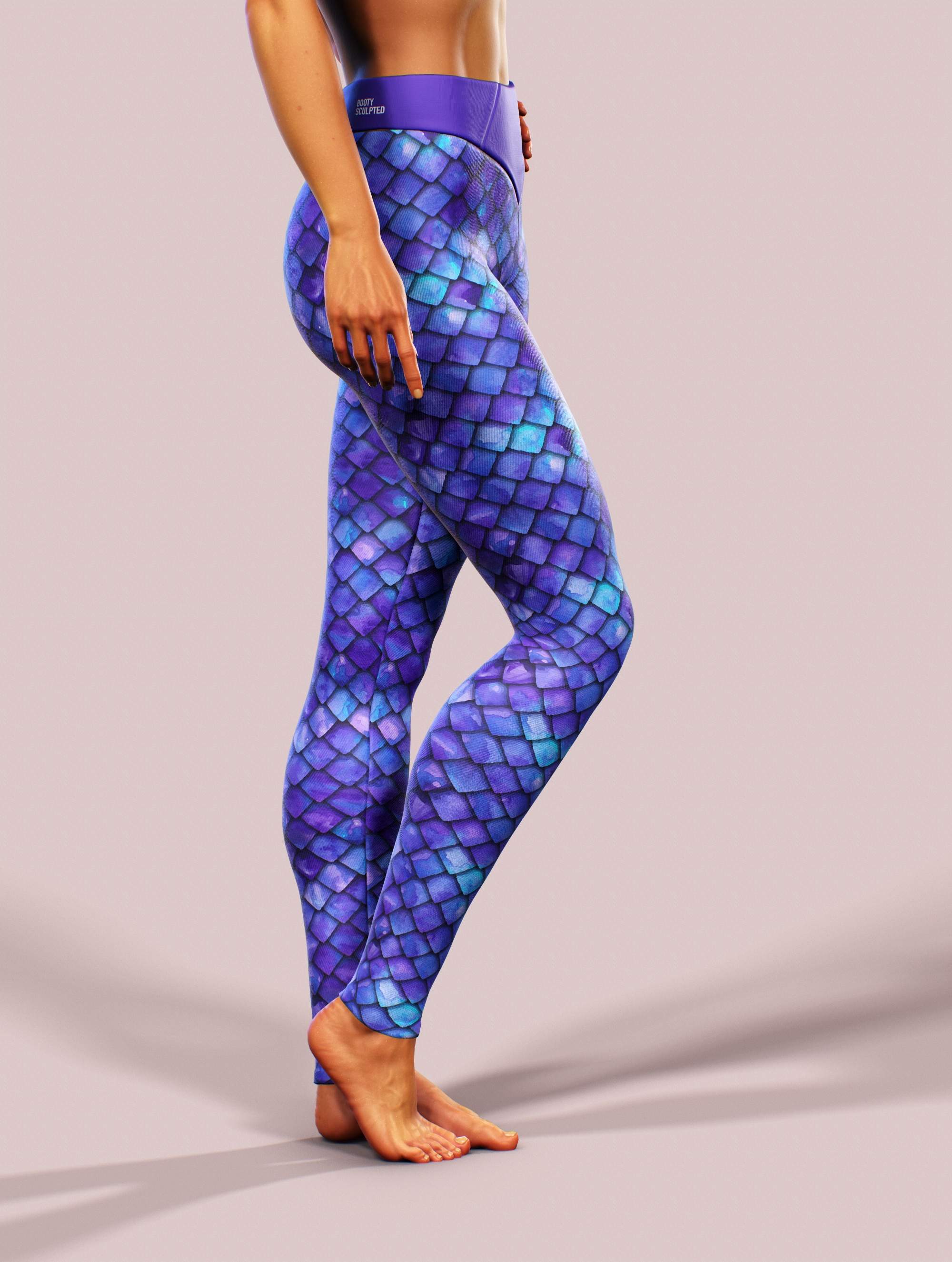 Purple Mermaid Yoga Pants-High waisted leggings-bootysculpted