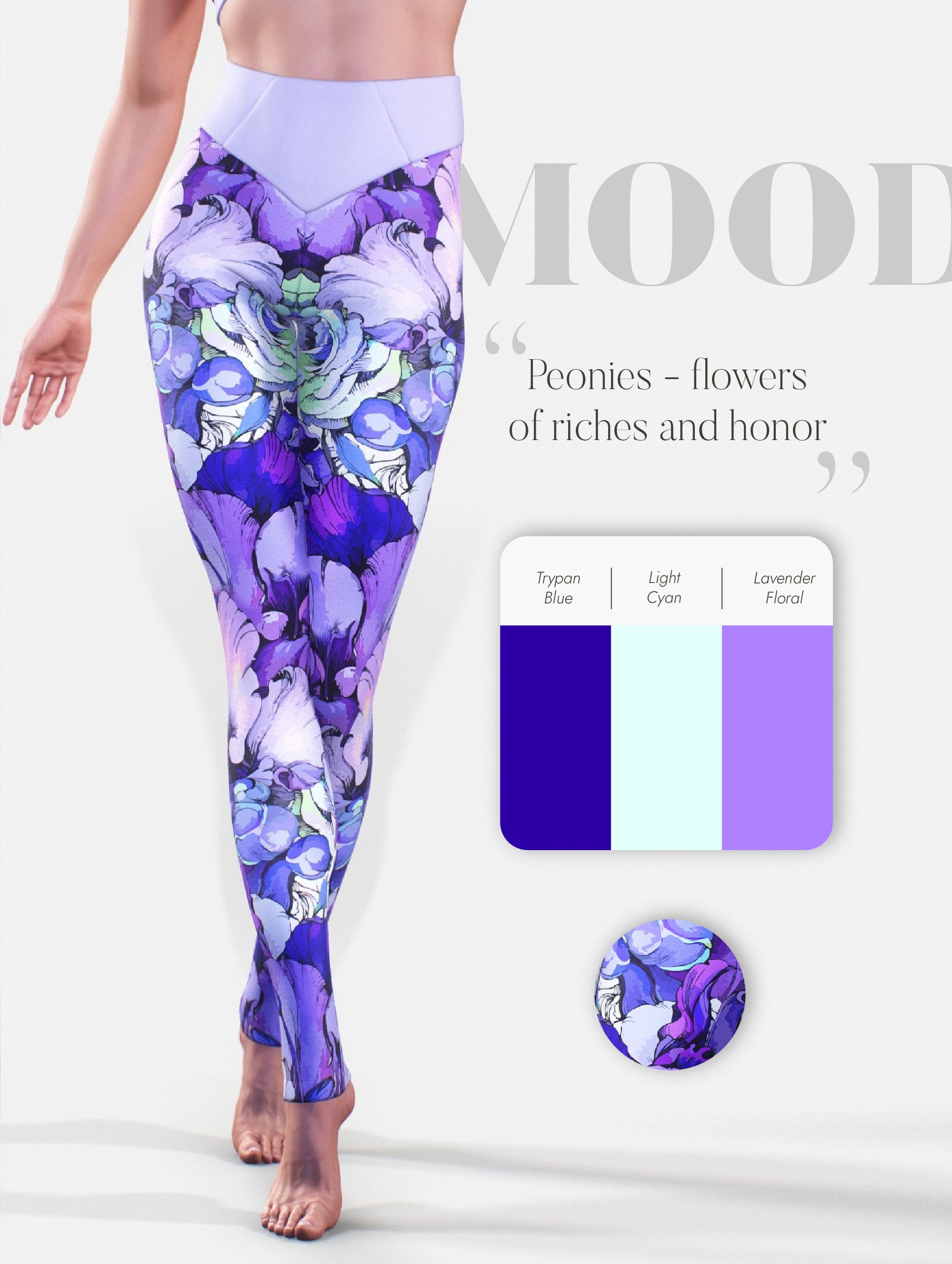 Purple Peony Sketch Tights