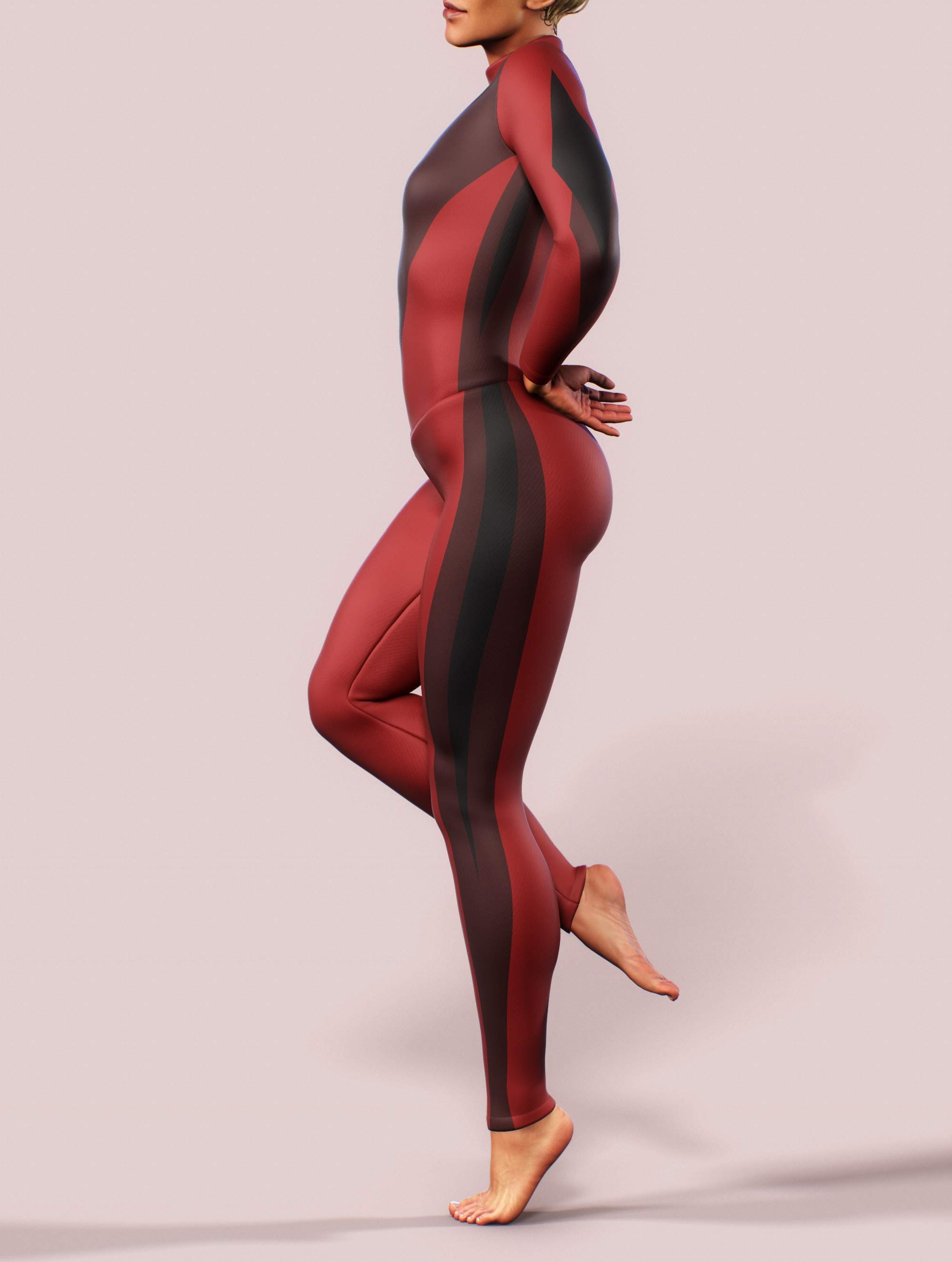 Red Lines LS Unitard-unitard-bootysculpted