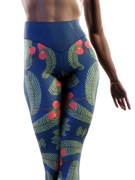 Booty Sculpted Blue Mistletoe Leggings  Women's Special Holiday Yoga Pants  (XXS) at  Women's Clothing store