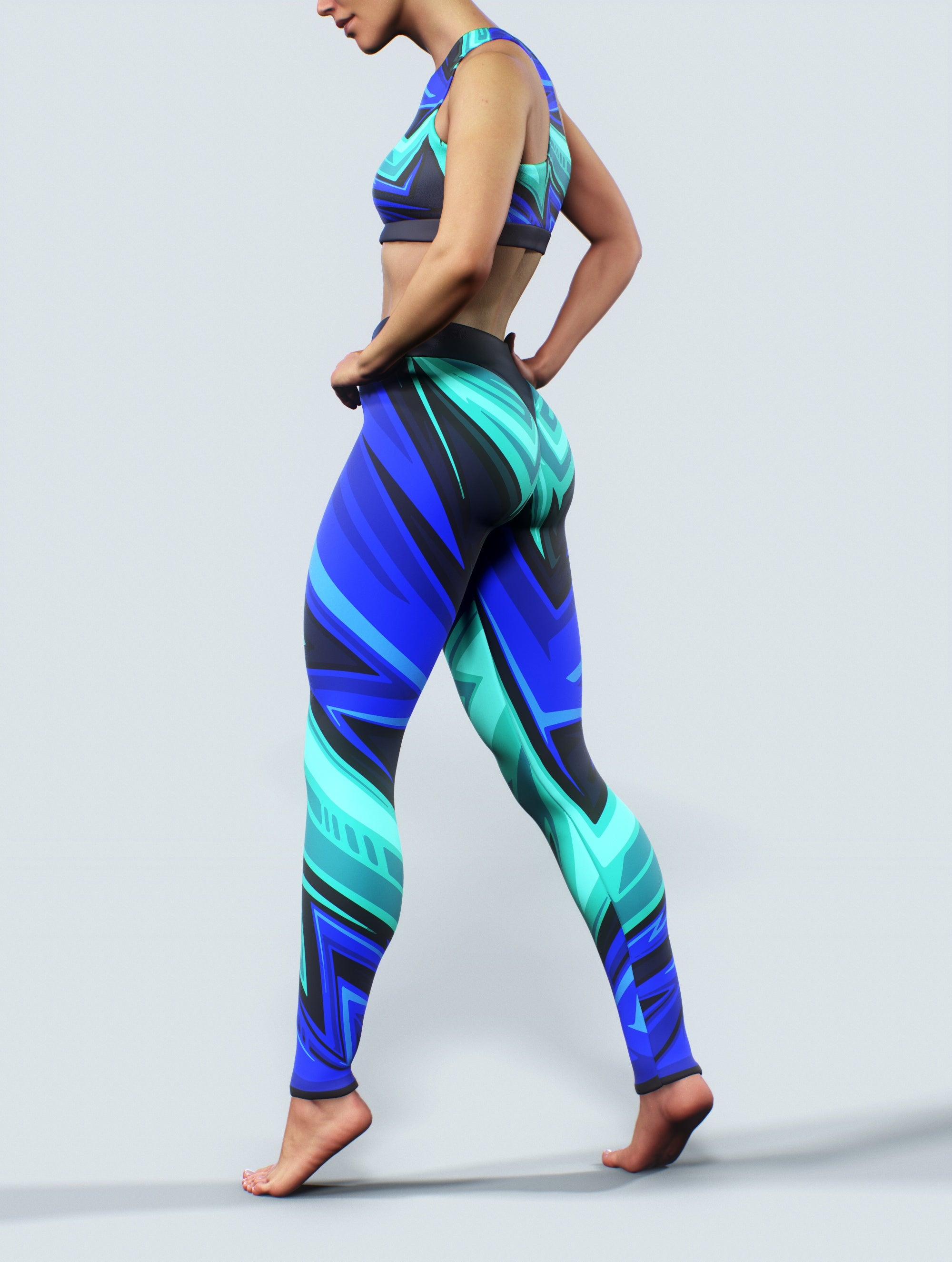 Sketchy Blue Leggings-High waisted leggings-bootysculpted