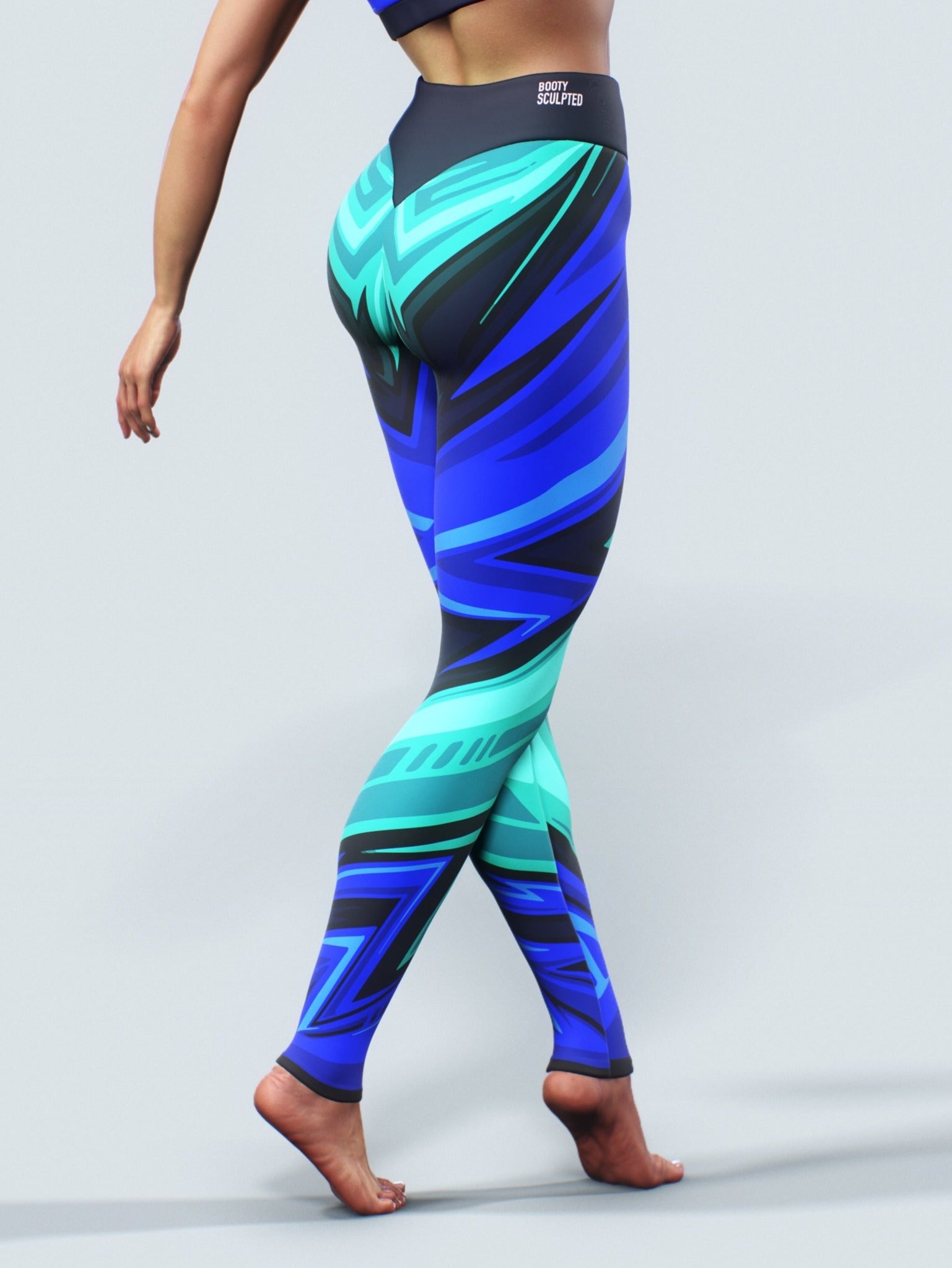 Sketchy Blue Leggings-High waisted leggings-bootysculpted