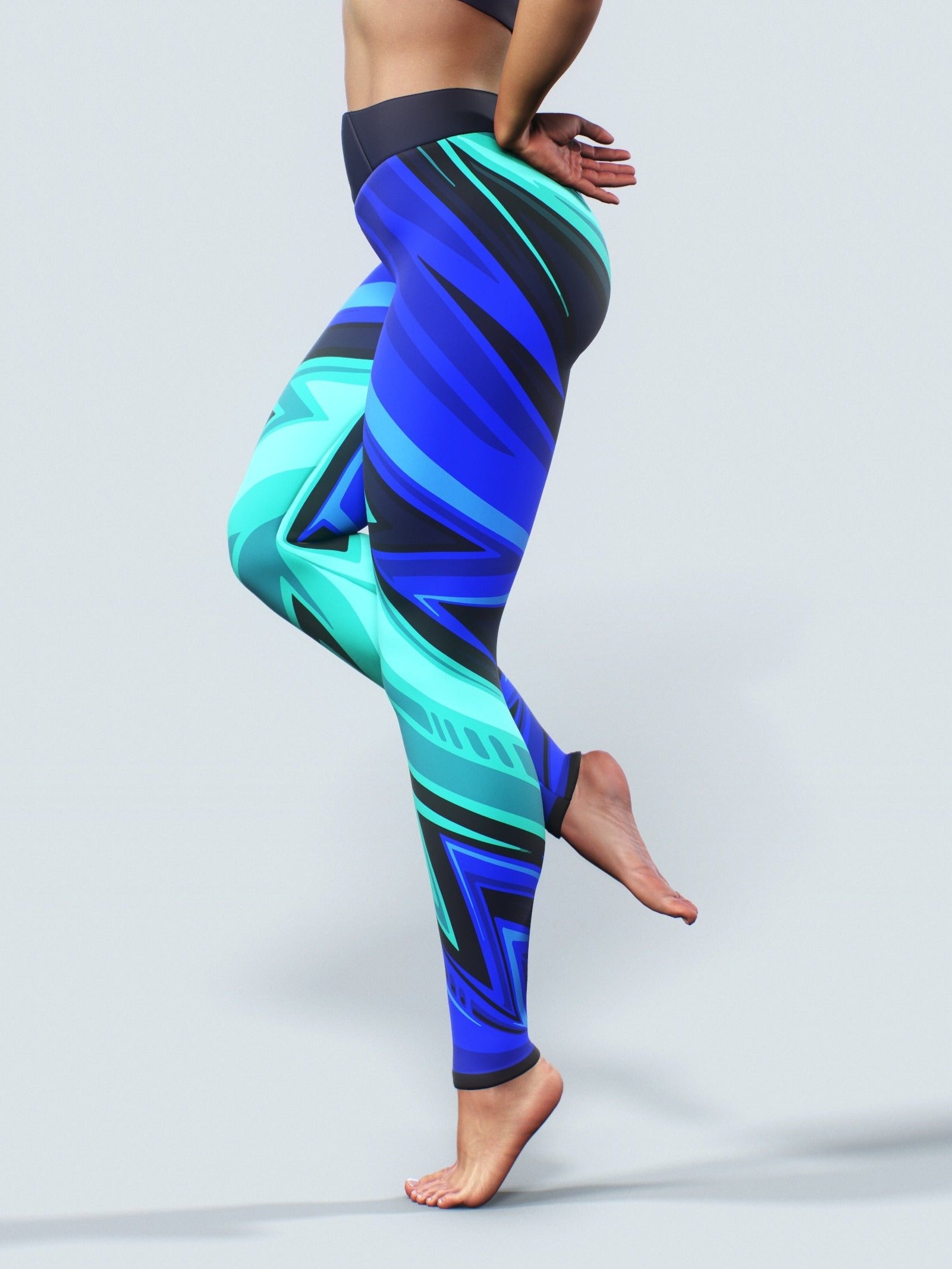 Sketchy Blue Leggings-High waisted leggings-bootysculpted