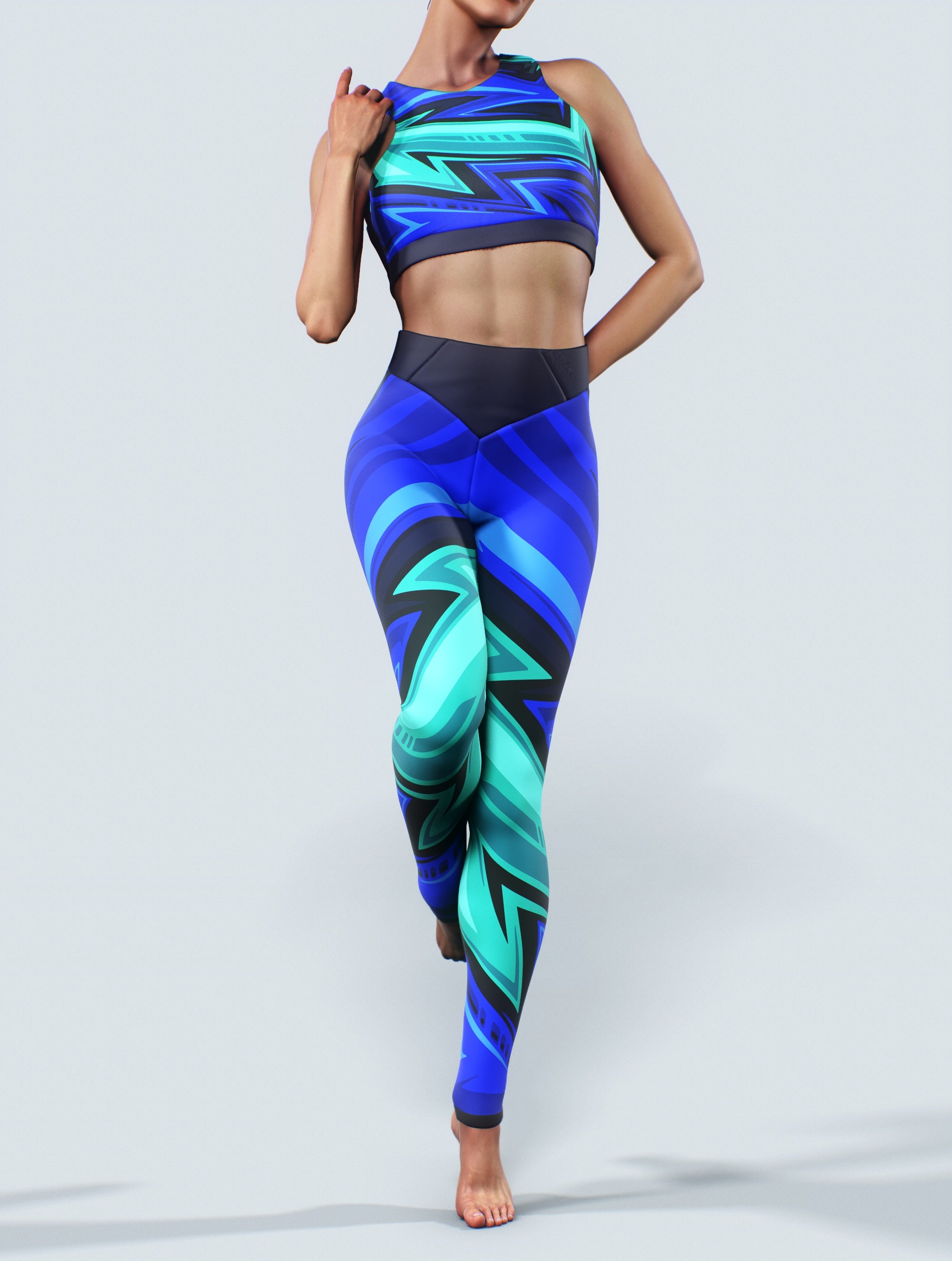 Sketchy Blue Leggings-High waisted leggings-bootysculpted