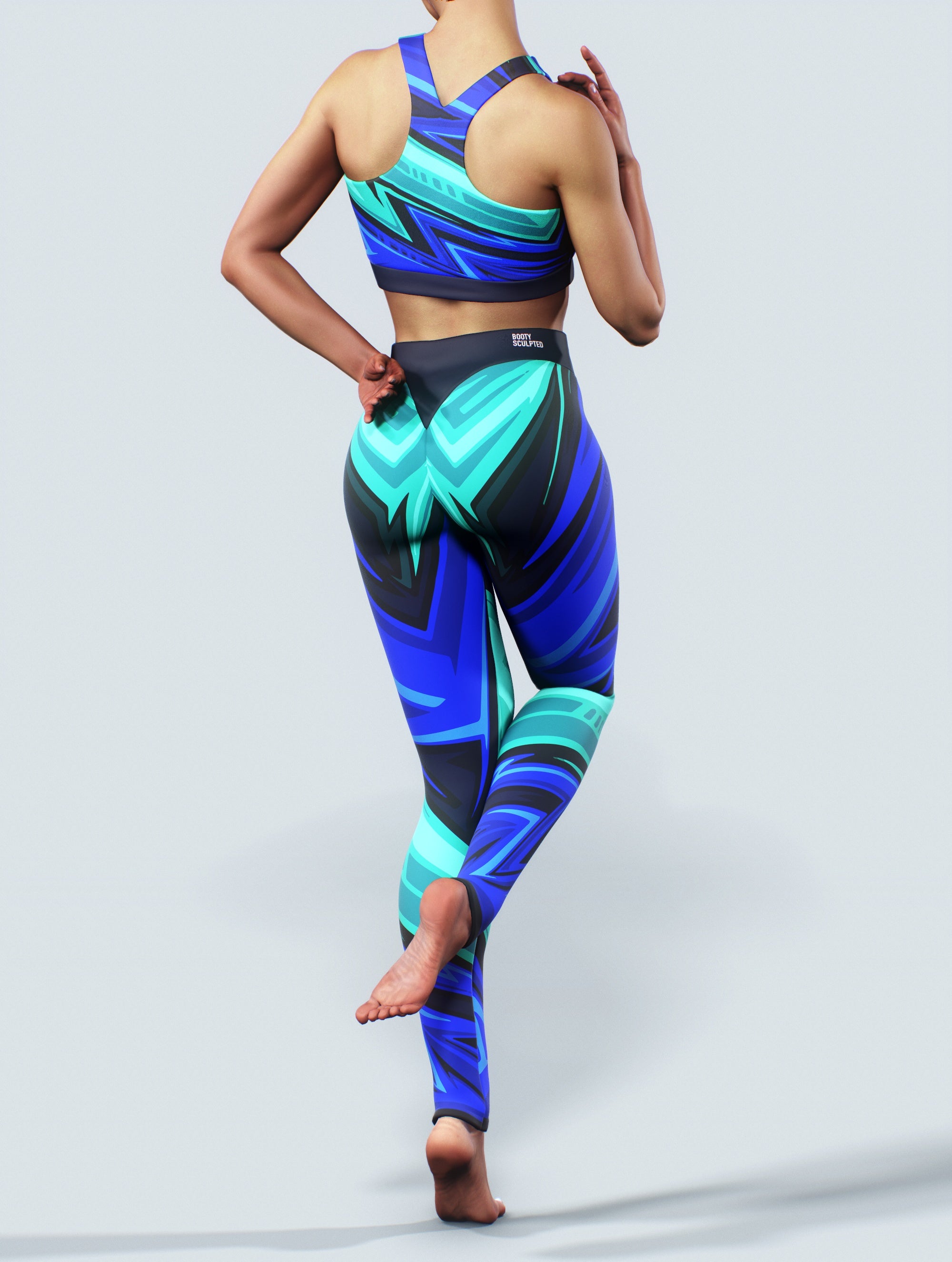 Sketchy Blue Leggings-High waisted leggings-bootysculpted