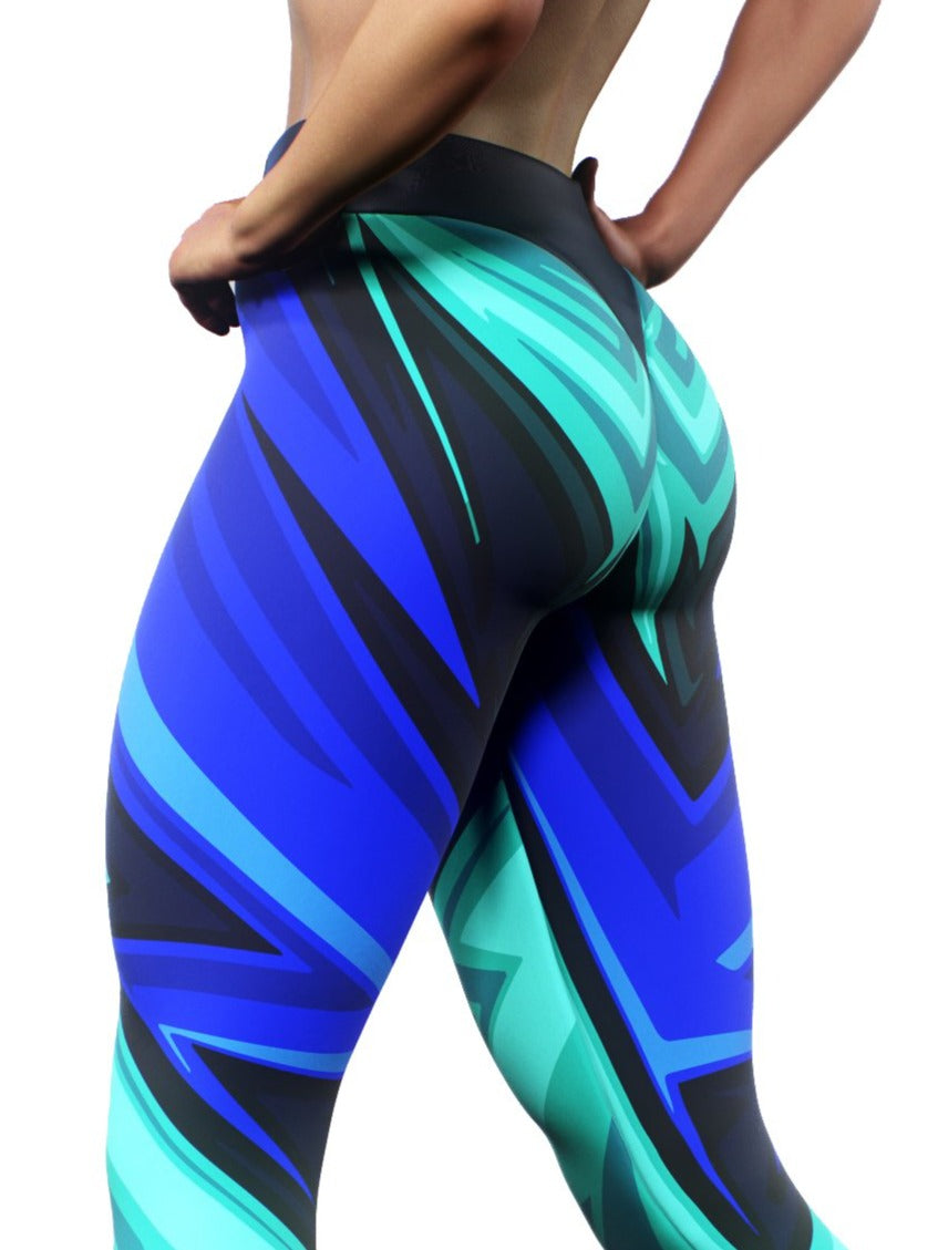 Sketchy Blue Leggings-High waisted leggings-bootysculpted