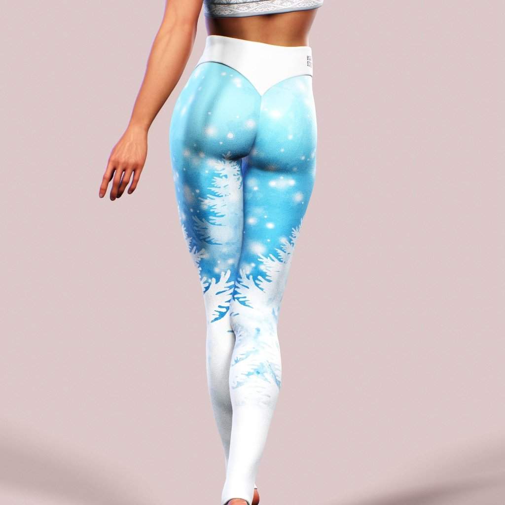 Snowflake Winter Leggings-High waisted leggings-bootysculpted
