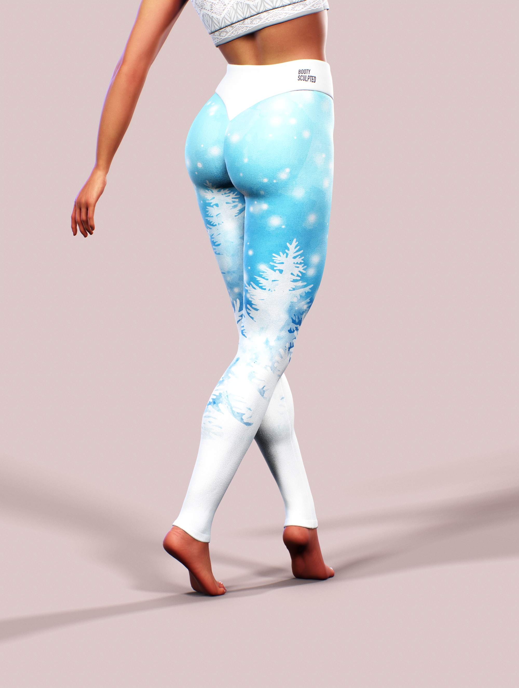 Snowflake Winter Leggings-High waisted leggings-bootysculpted