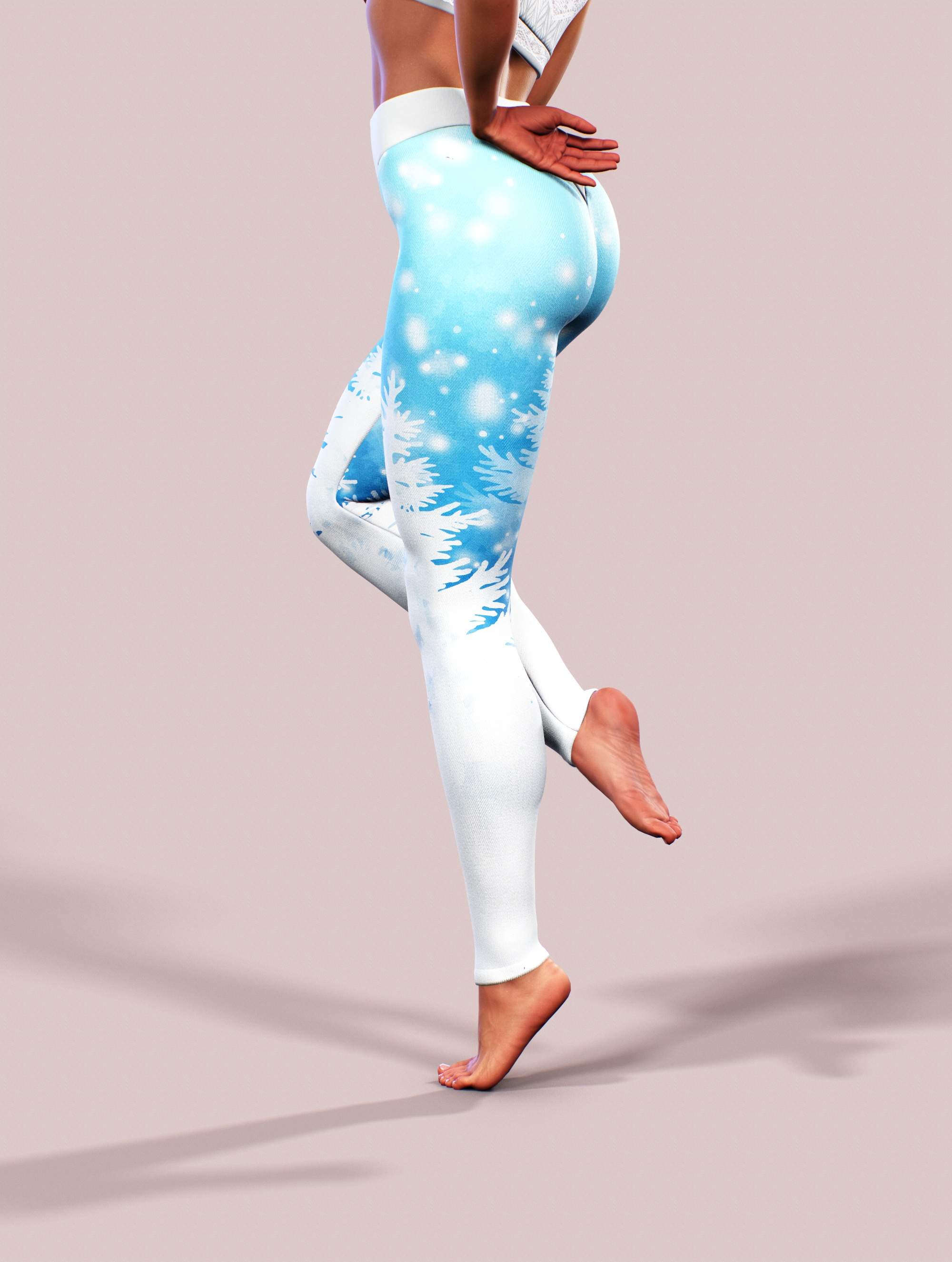 Snowflake Winter Leggings-High waisted leggings-bootysculpted