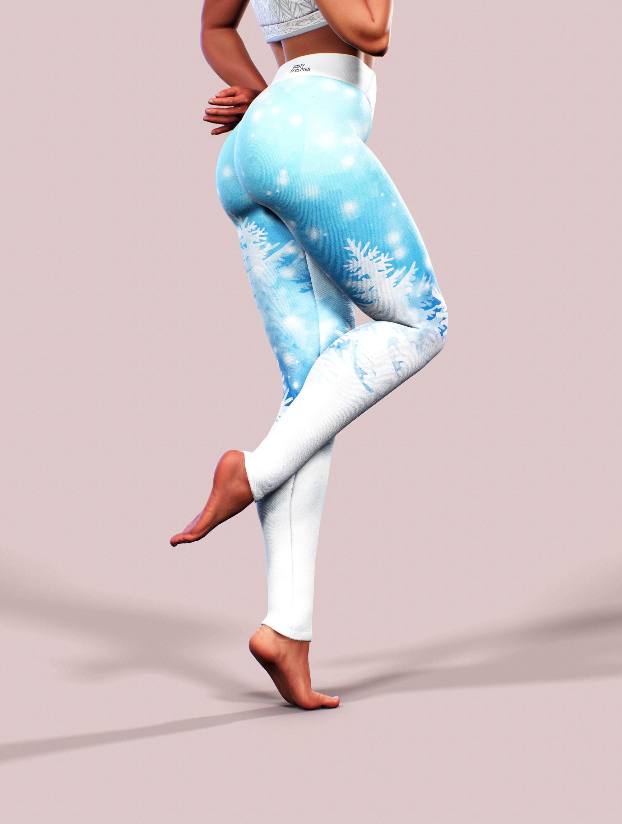 Snowflake Winter Leggings-High waisted leggings-bootysculpted