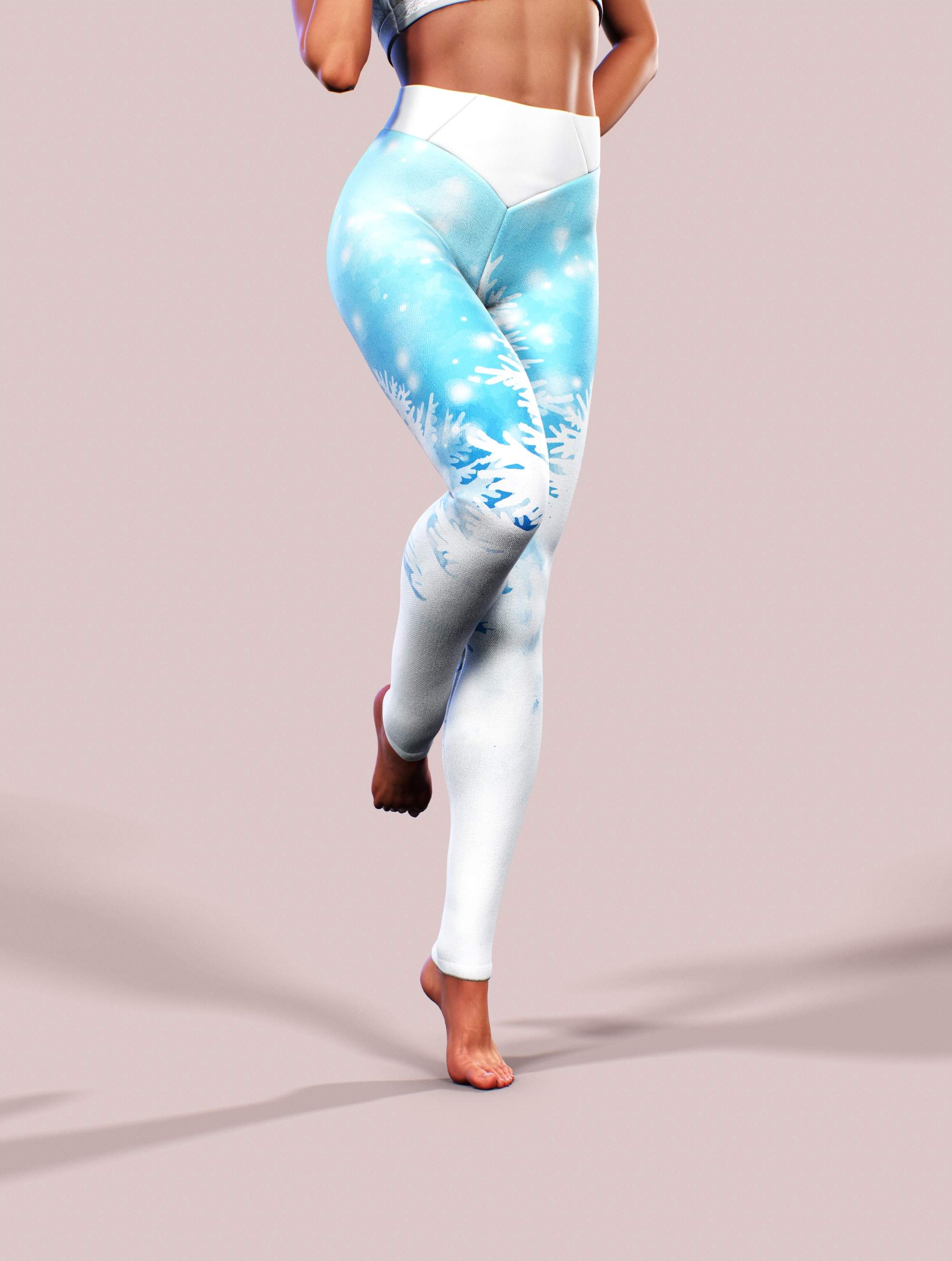 Snowflake Winter Leggings-High waisted leggings-bootysculpted