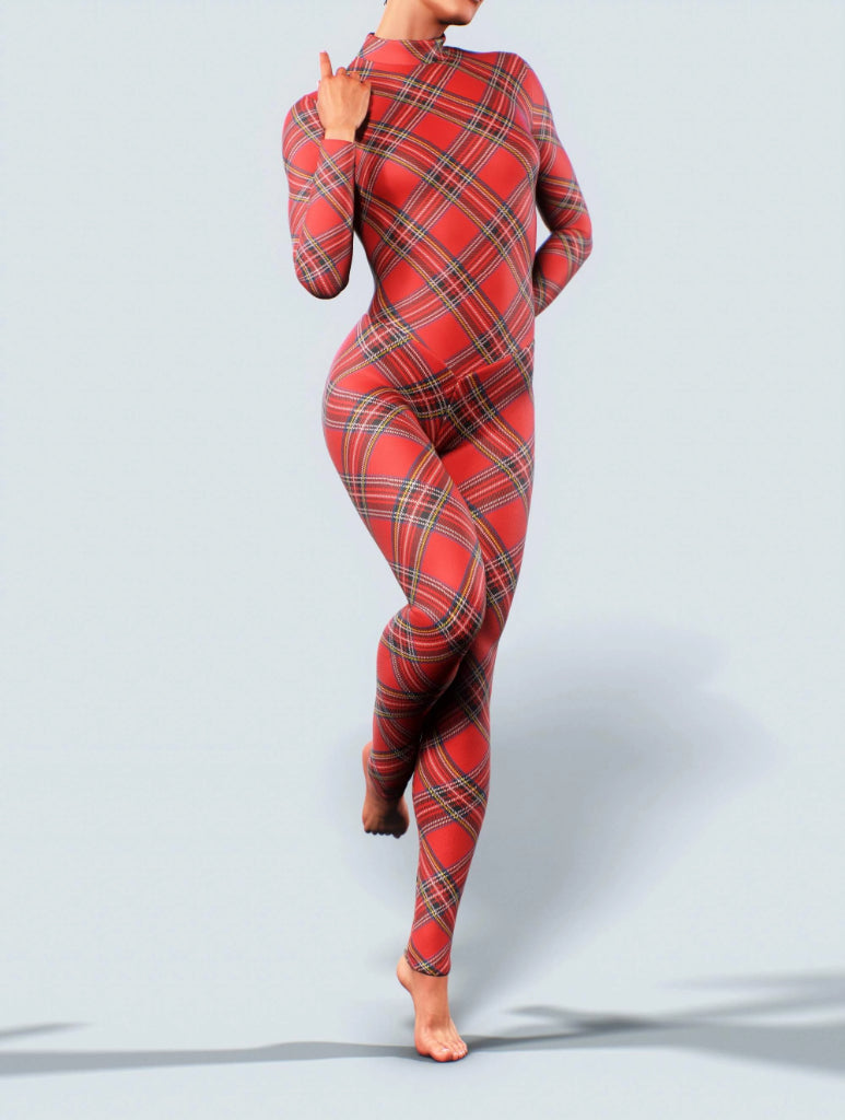 Tartan Red Bodysuit-unitard-bootysculpted