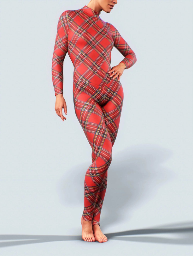 Tartan Red Bodysuit-unitard-bootysculpted