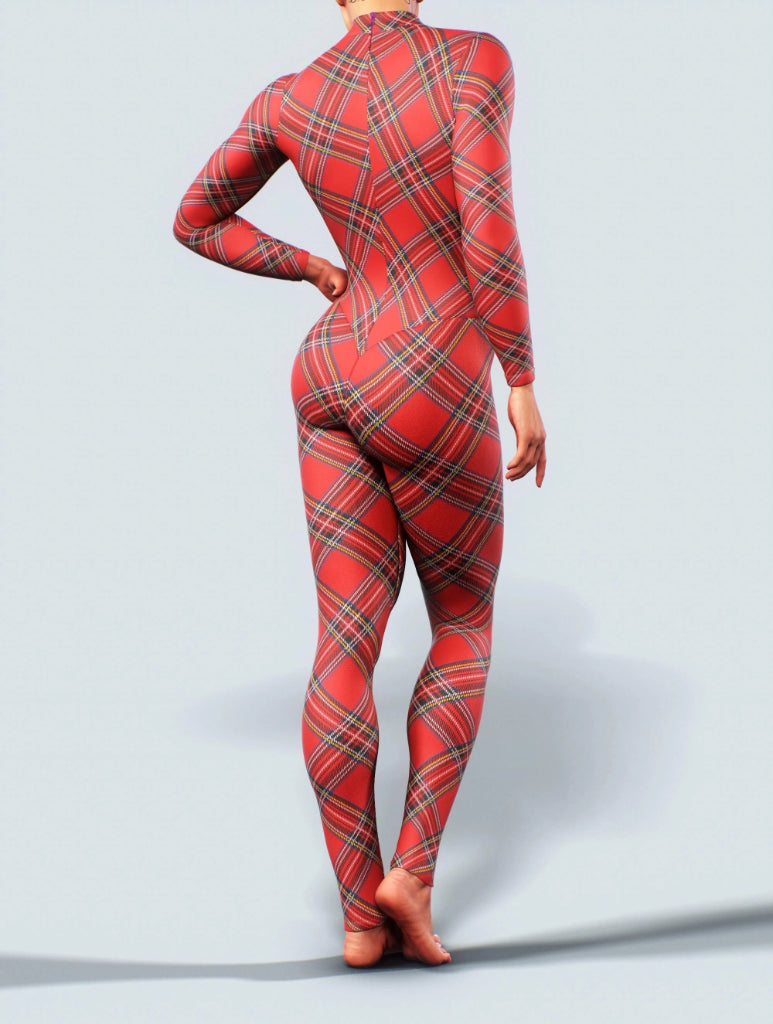 Tartan Red Bodysuit-unitard-bootysculpted
