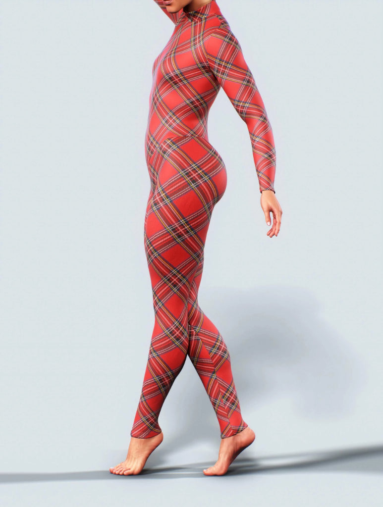 Tartan Red Bodysuit-unitard-bootysculpted