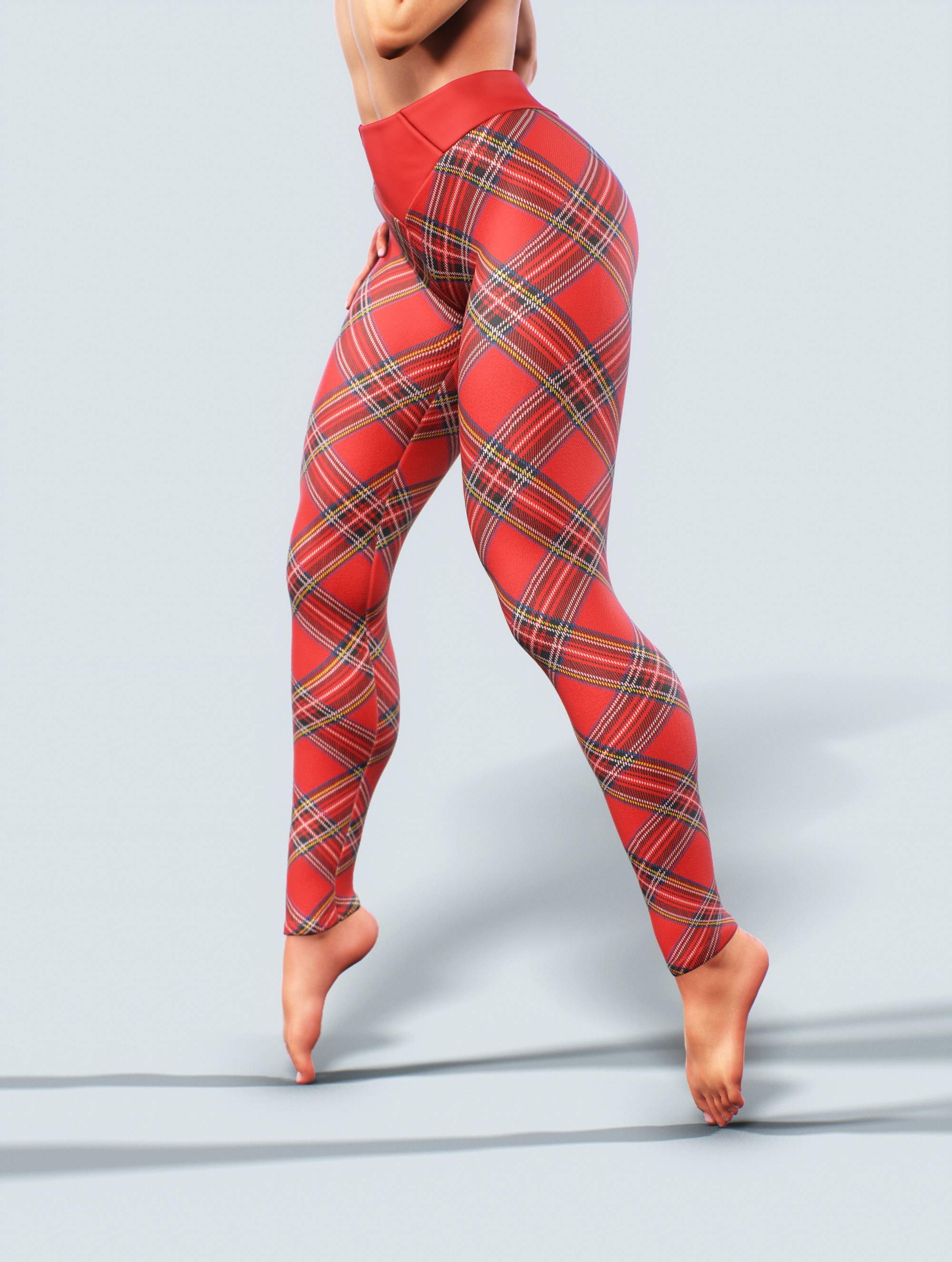 Tartan Red Leggings-High waisted leggings-bootysculpted