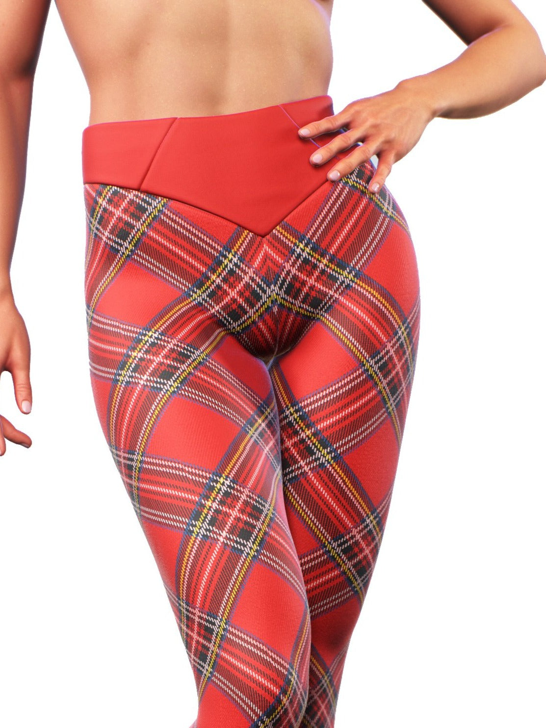 Tartan Red Leggings-High waisted leggings-bootysculpted