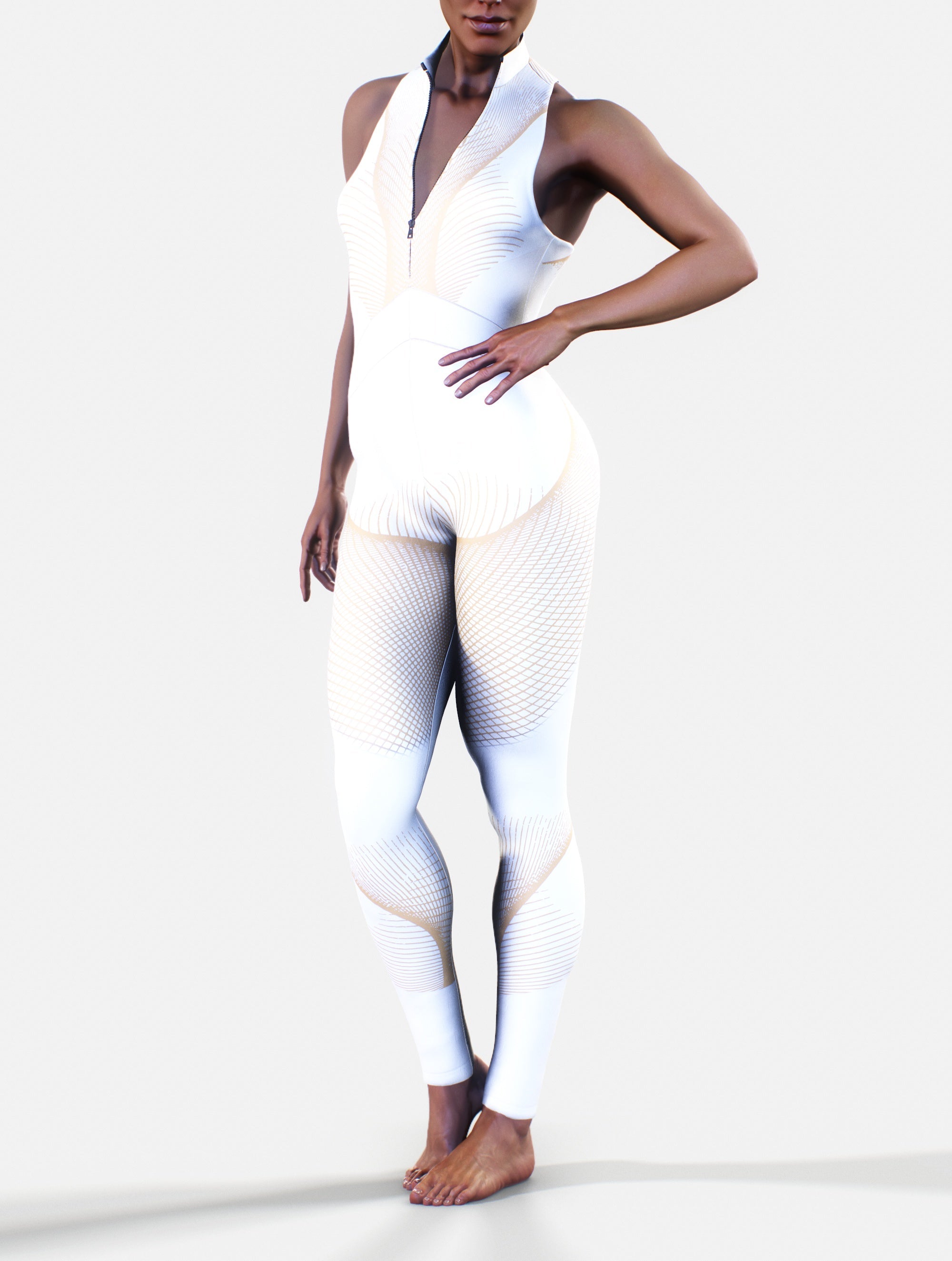 Waist-Shaping Queens Suit in Cream-unitard-bootysculpted
