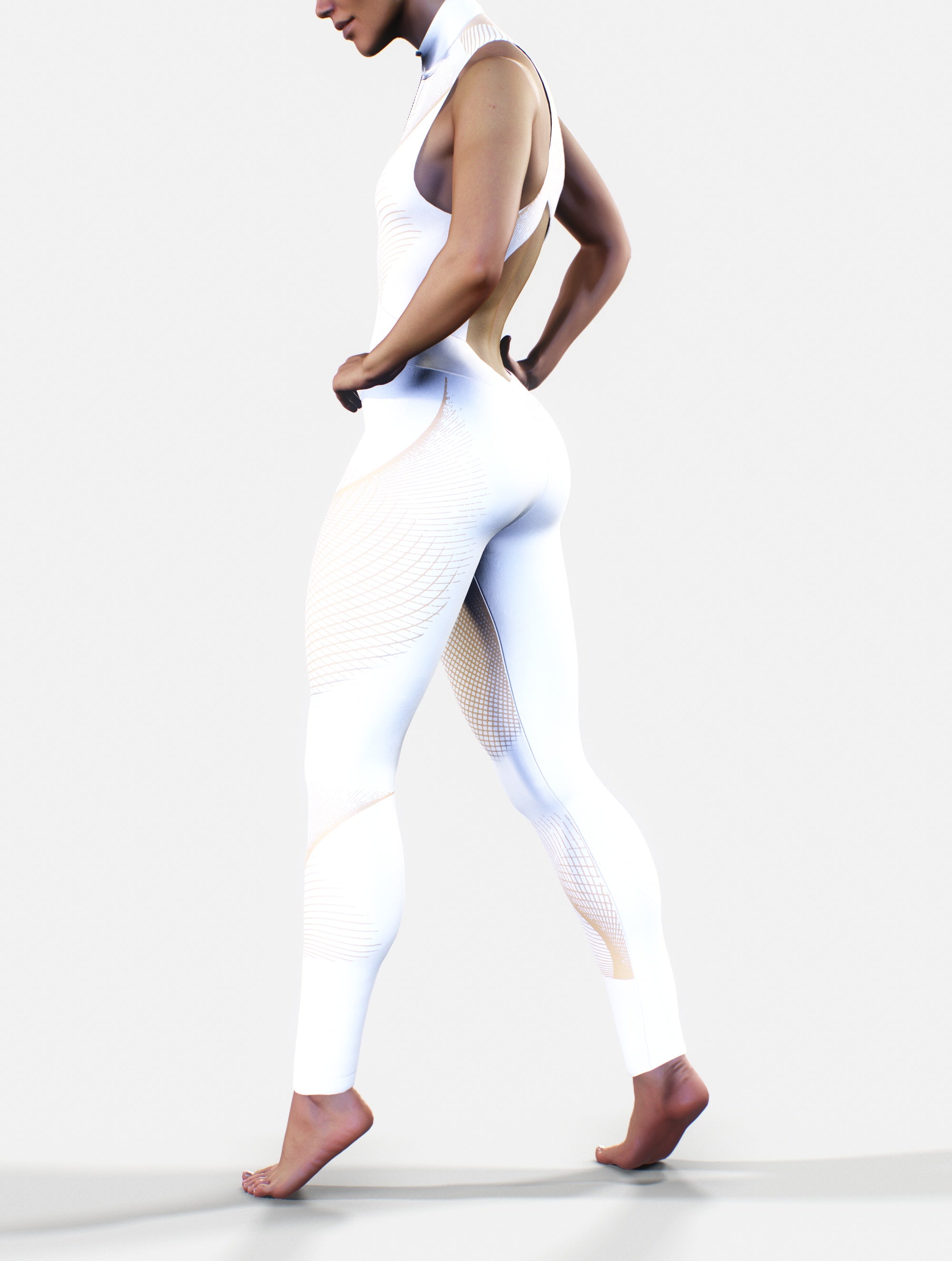 Waist-Shaping Queens Suit in Cream-unitard-bootysculpted