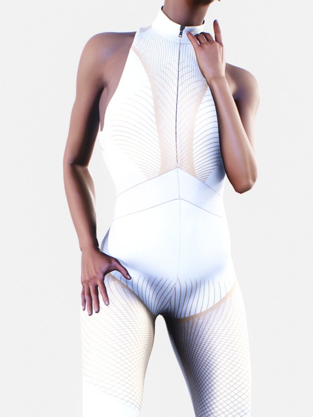 Waist-Shaping Queens Suit in Cream-unitard-bootysculpted