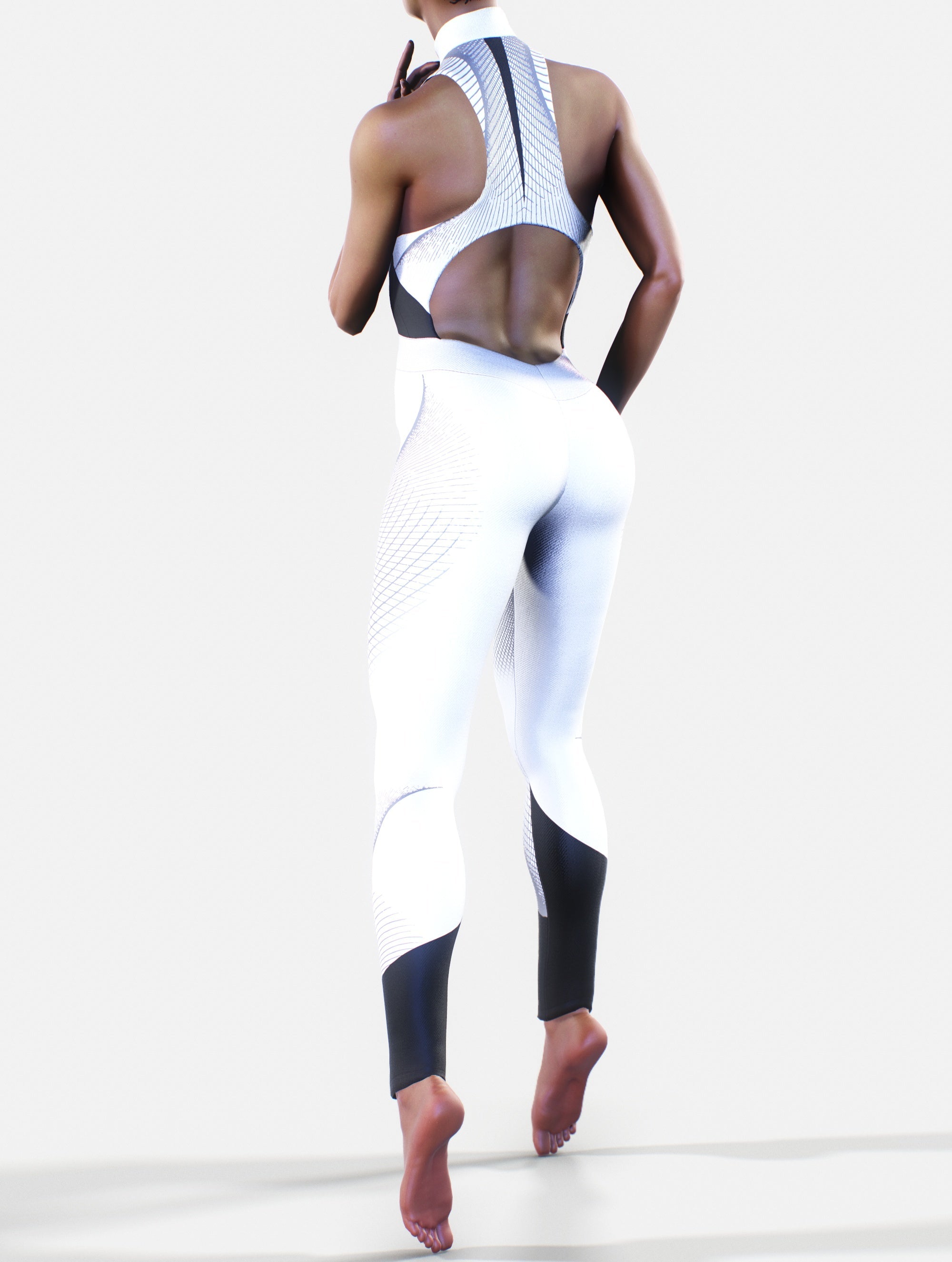 Waist-Shaping Queens Suit in White-unitard-bootysculpted