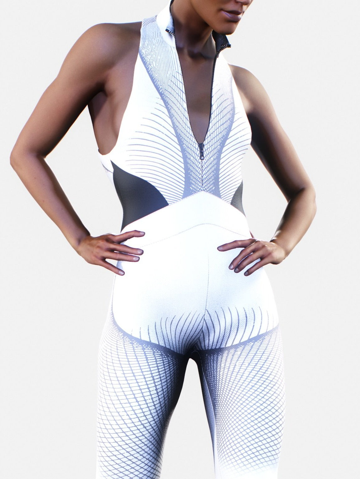 Waist-Shaping Queens Suit in White-unitard-bootysculpted