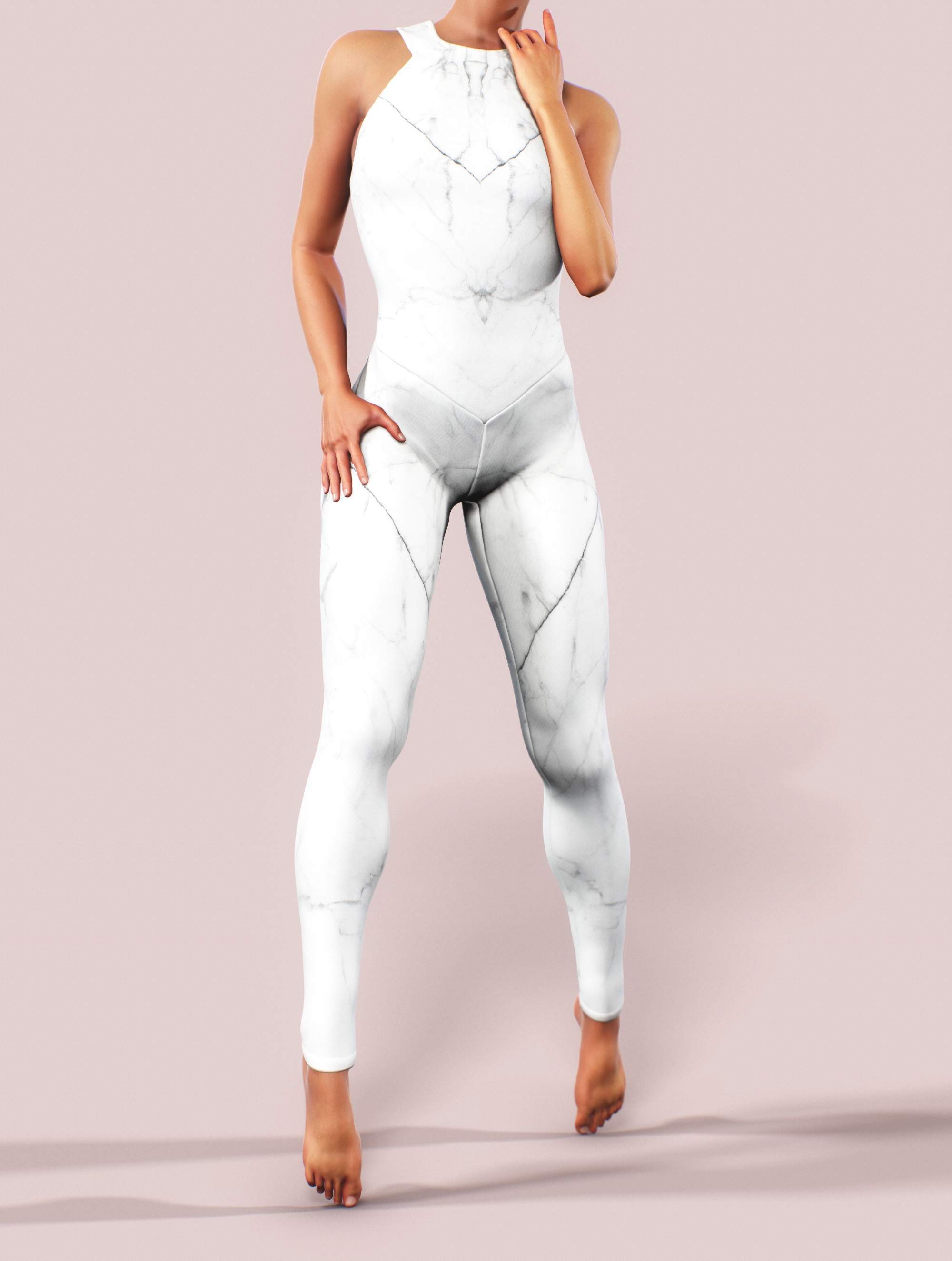 White Marble Catsuit-unitard-bootysculpted
