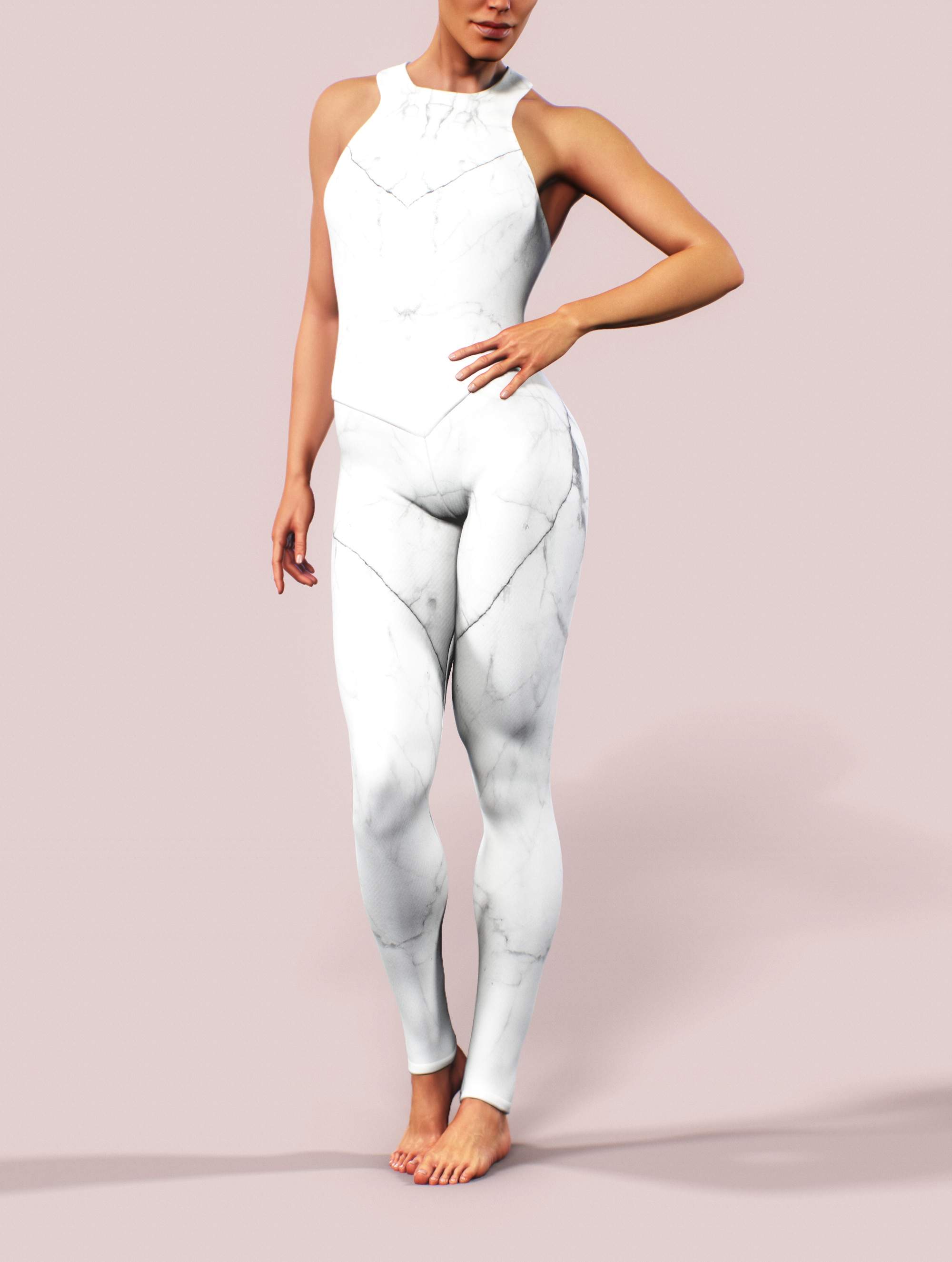 White Marble Catsuit-unitard-bootysculpted