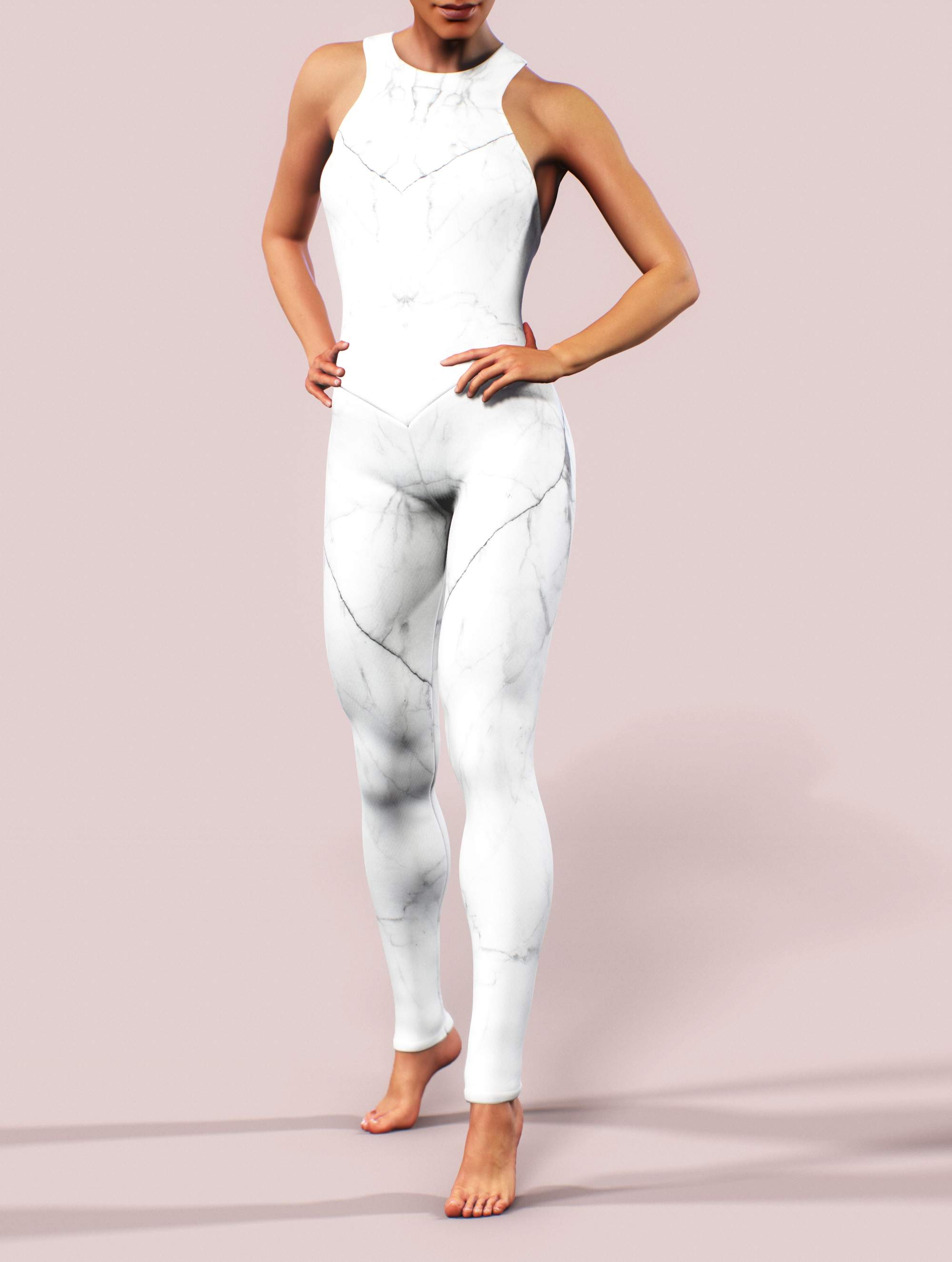 White Marble Catsuit-unitard-bootysculpted