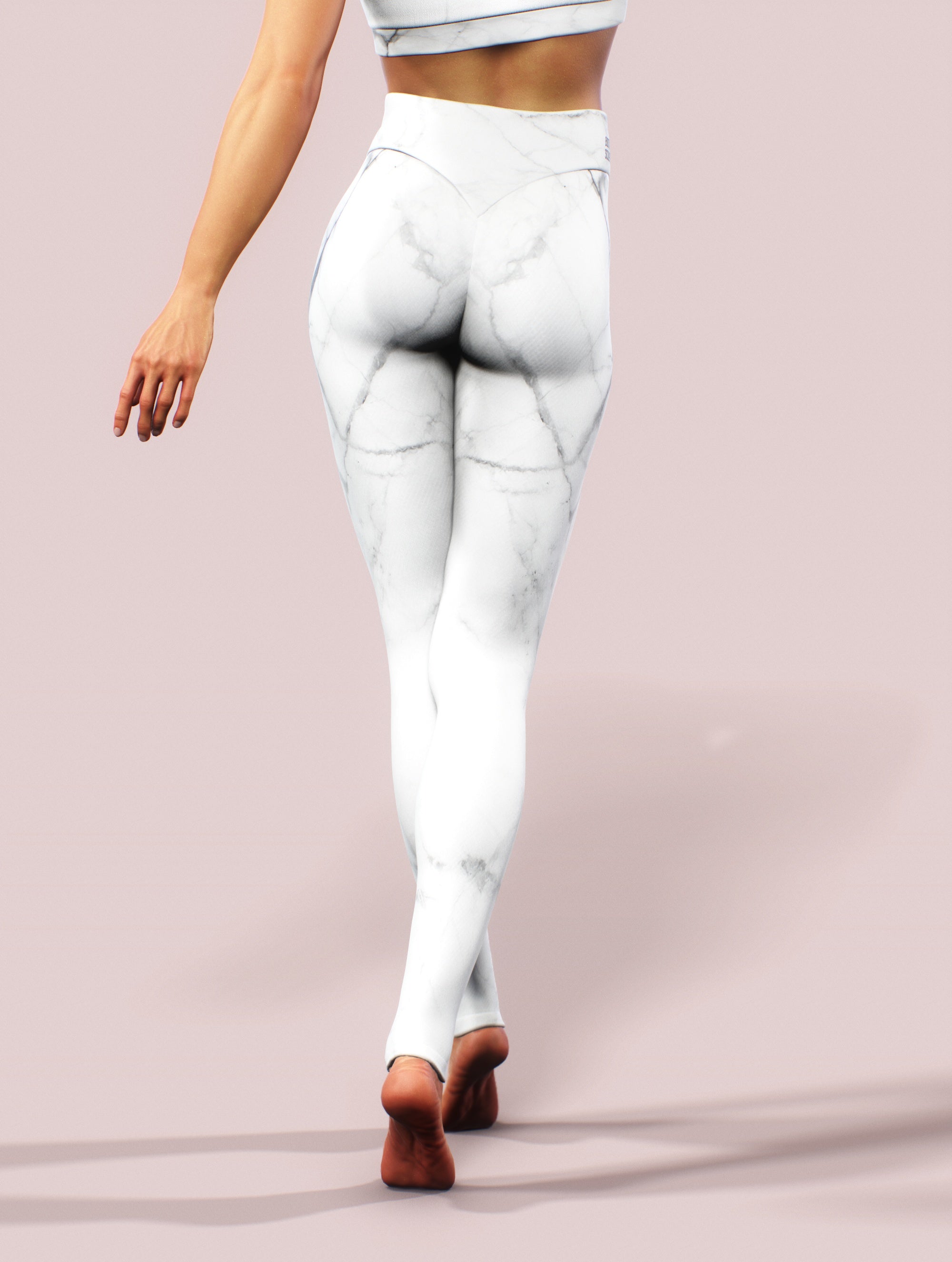 White Marble Leggings-High waisted leggings-bootysculpted