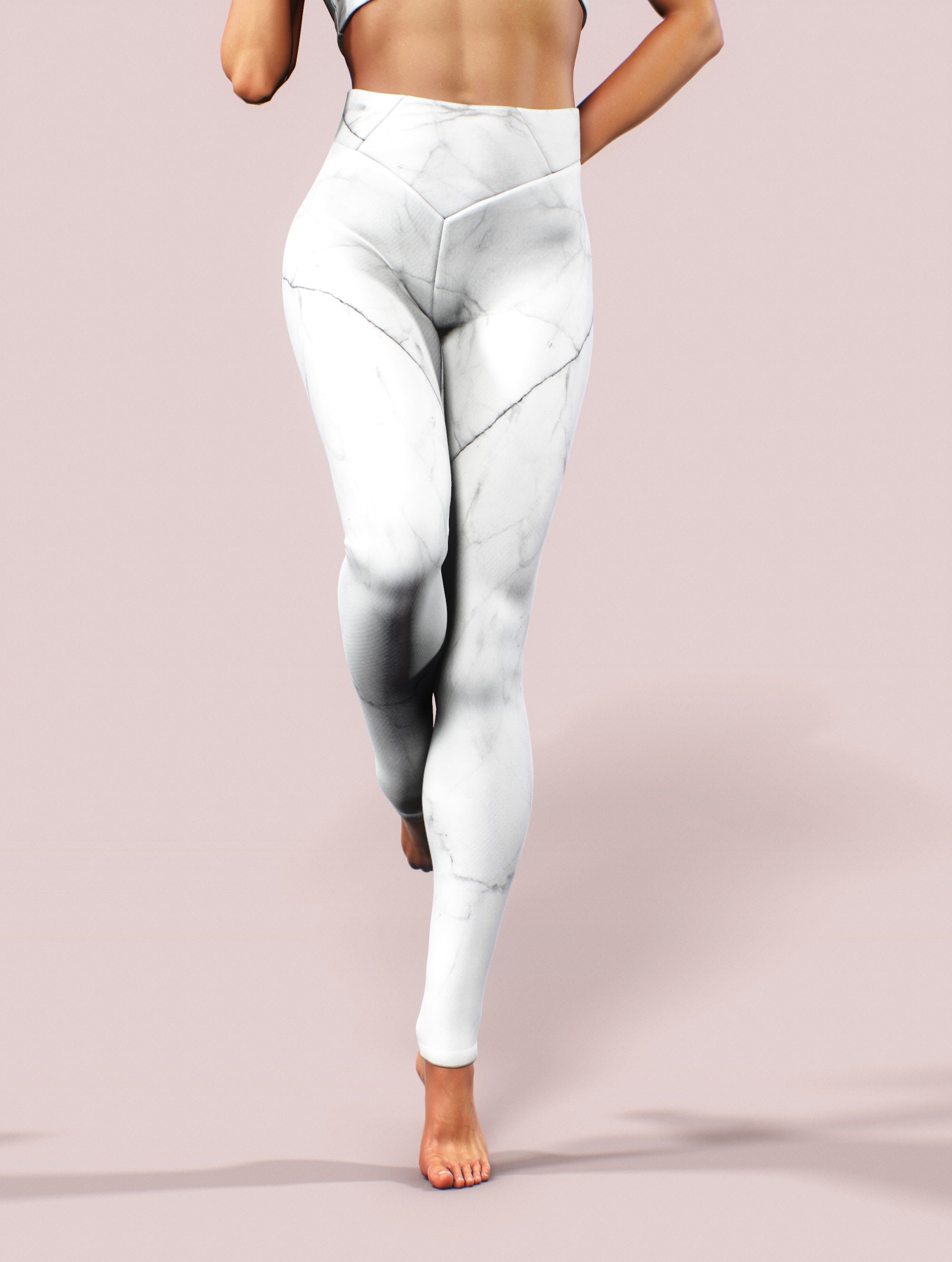 White Marble Leggings-High waisted leggings-bootysculpted