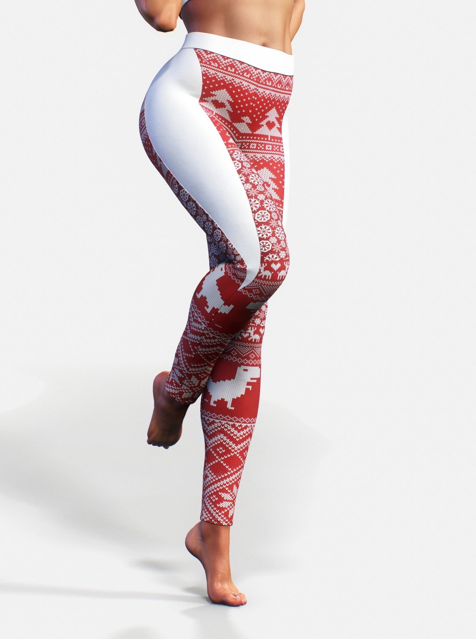 Xmas Dino Leggings-High waisted leggings-bootysculpted