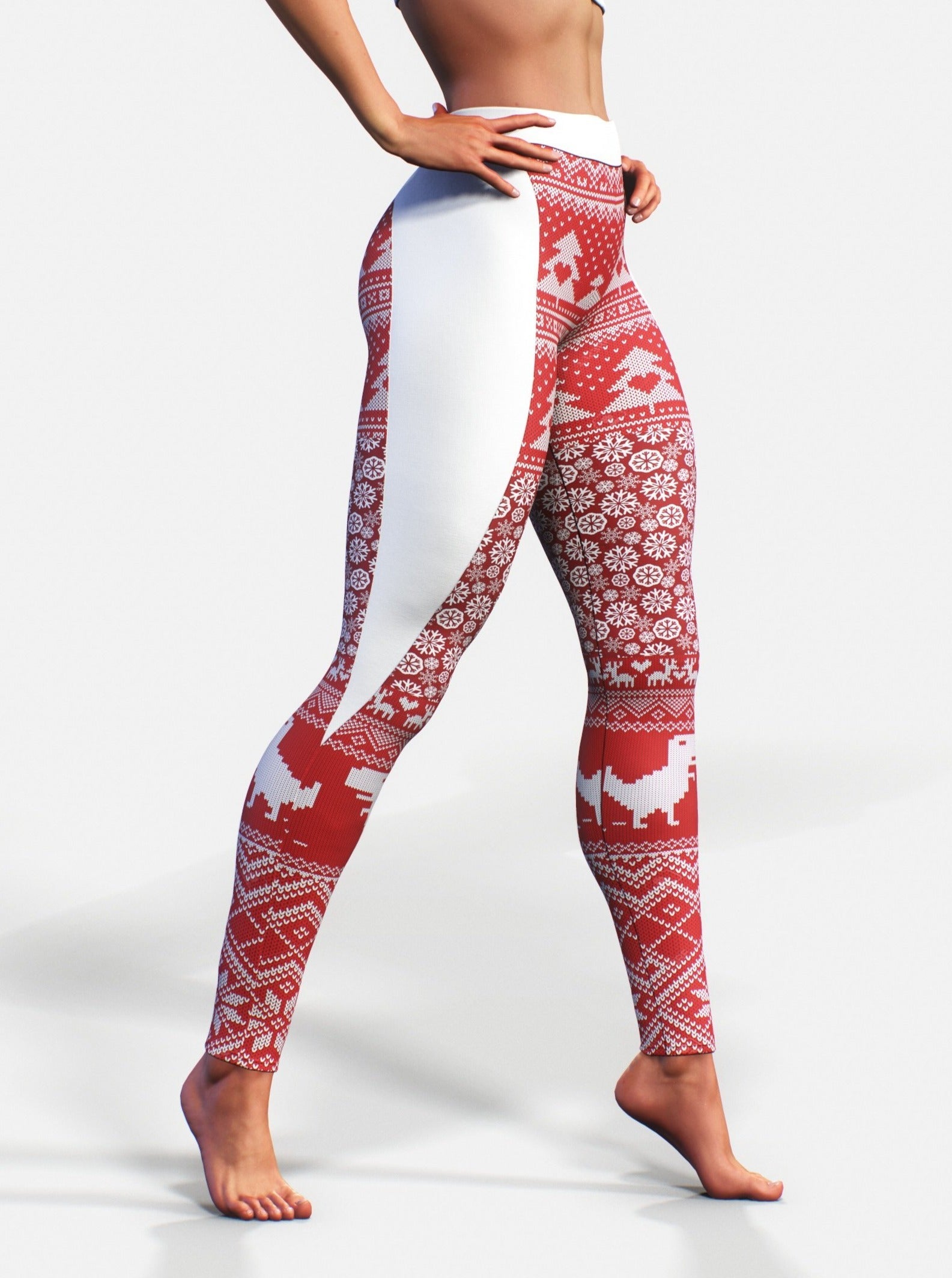 Xmas Dino Leggings-High waisted leggings-bootysculpted