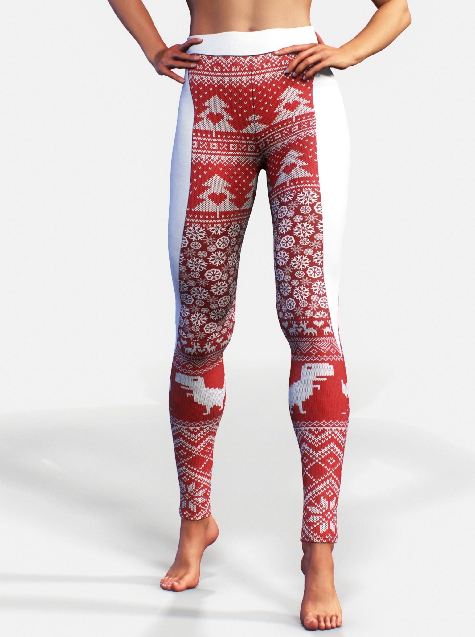Xmas Dino Leggings-High waisted leggings-bootysculpted