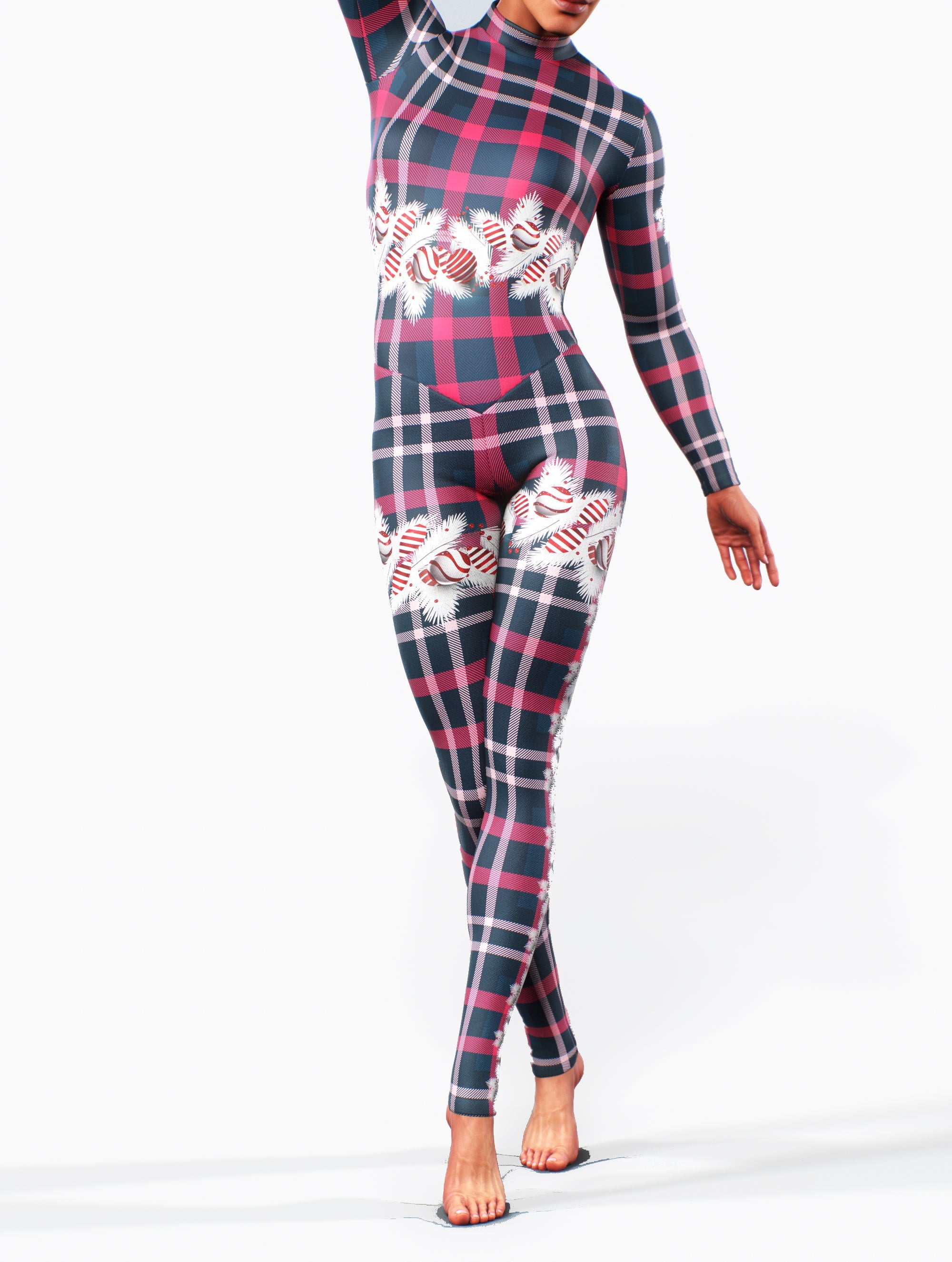 Xmas Plaid Zentai-unitard-bootysculpted